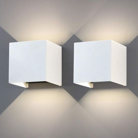 12-w-wandleuchte, 2-teilige Moderne Led-wandleuchte Aus Aluminium, Ip65, 4000 K Neutralweiß, Wandbeleuchtung Mit Einstellbarem Abstrahlwinkel, Weiß