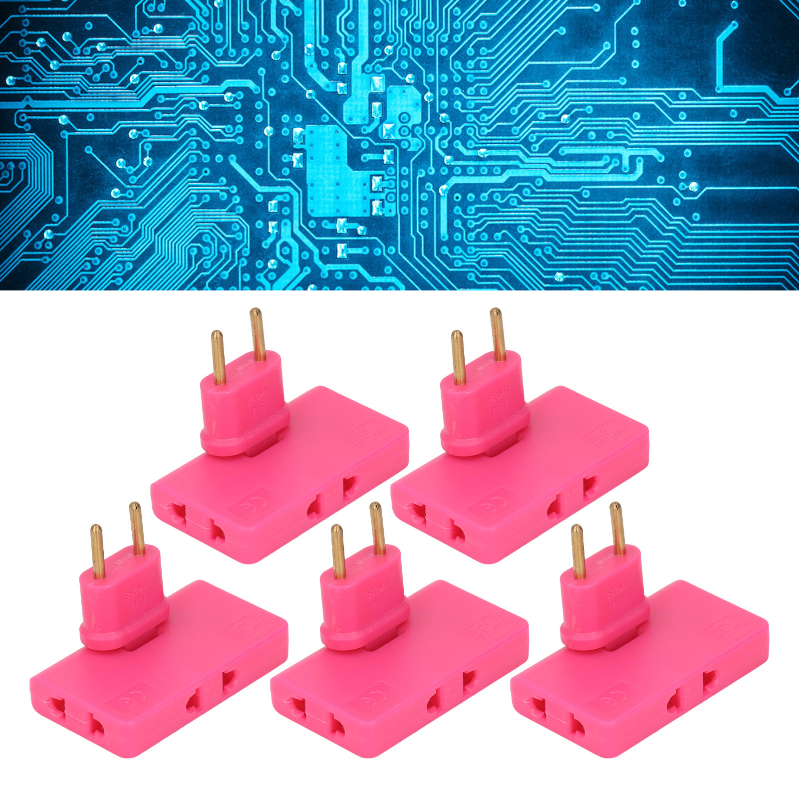 Verkauft In 5er-packs, 180 Grad Drehbarer Drahtloser Steckeradapter 1 Auf 3 (europäischer Standard), Europäischer Standardstecker 110-250v, Rot-rosa.