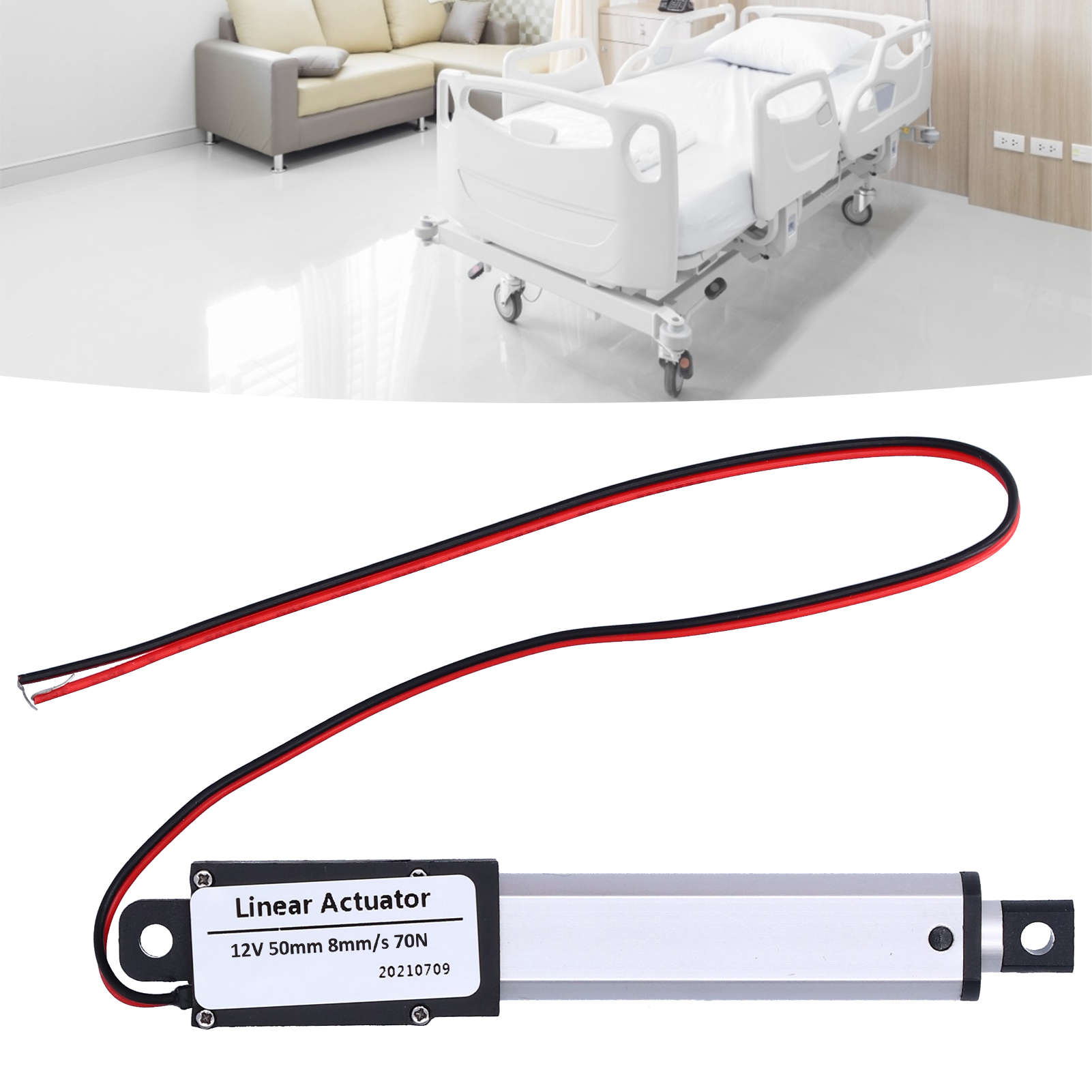 Miniaturisierter 50-mm-daumenlinearaktuator (ohne Flügel) Für Die Haushaltsgeräte-, Möbel-, Medizin- Und Automobilindustrie. Elektrischer Daumenlinearmotor. Hub: 50 Mm – 8 Mm/s – 70 N.