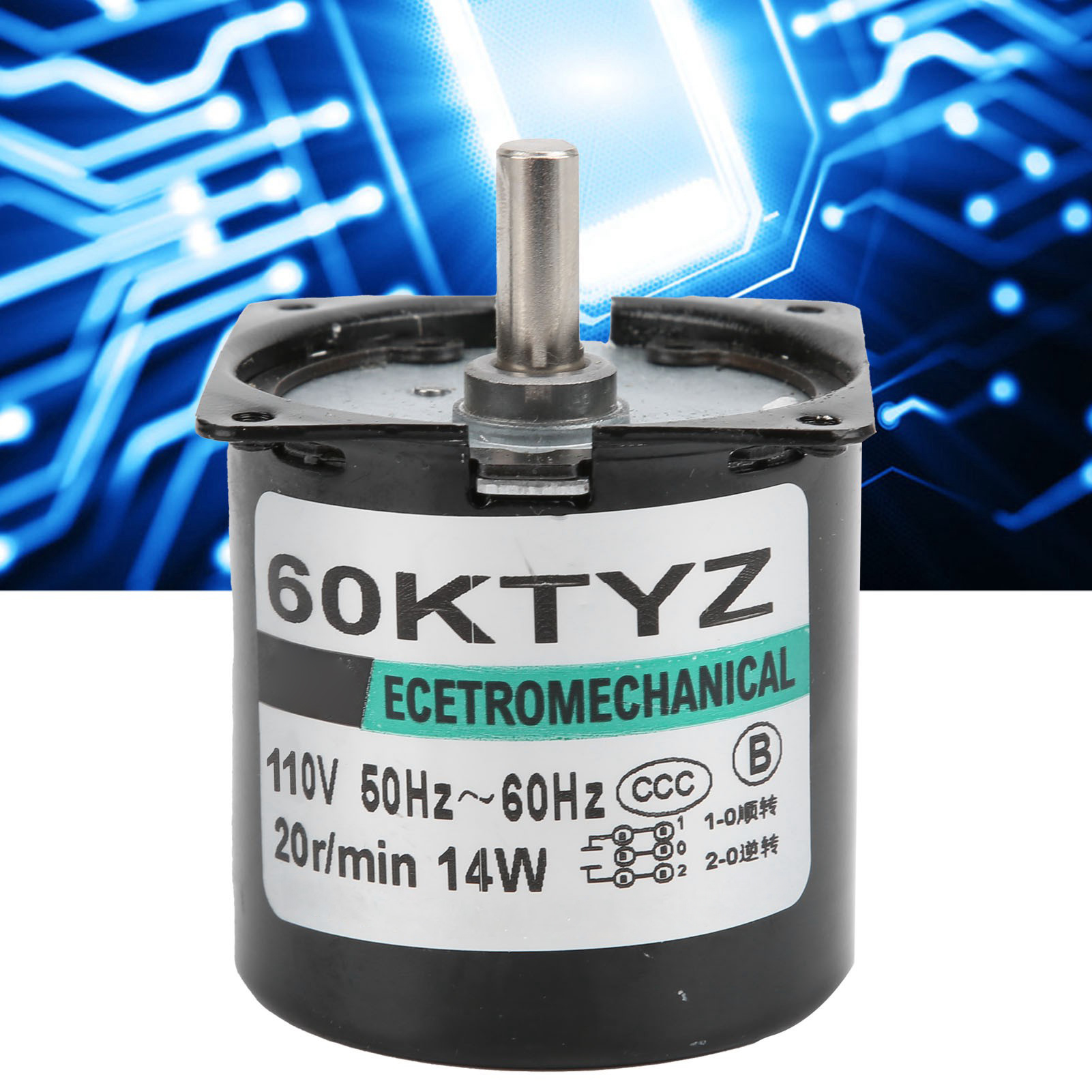 Xd60ktyz+ Wechselstrom-synchronmotor Mit Halterung, 14 W, Permanentmagnet, Niedrige Drehzahl, Bidirektional, Hohes Drehmoment Und Exzenterwelle, 20 U/min, 110 V Wechselstrom.