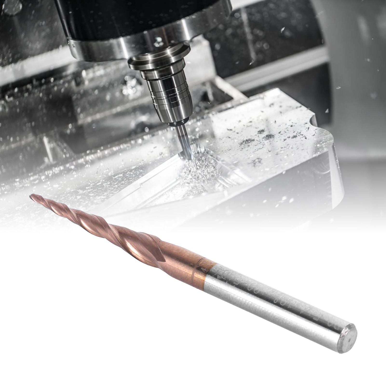 Konischer Kugelkopffräser Mit 2 Schneiden Und Bronzebeschichtung. Konischer Schaftfräser R0,520,5d450