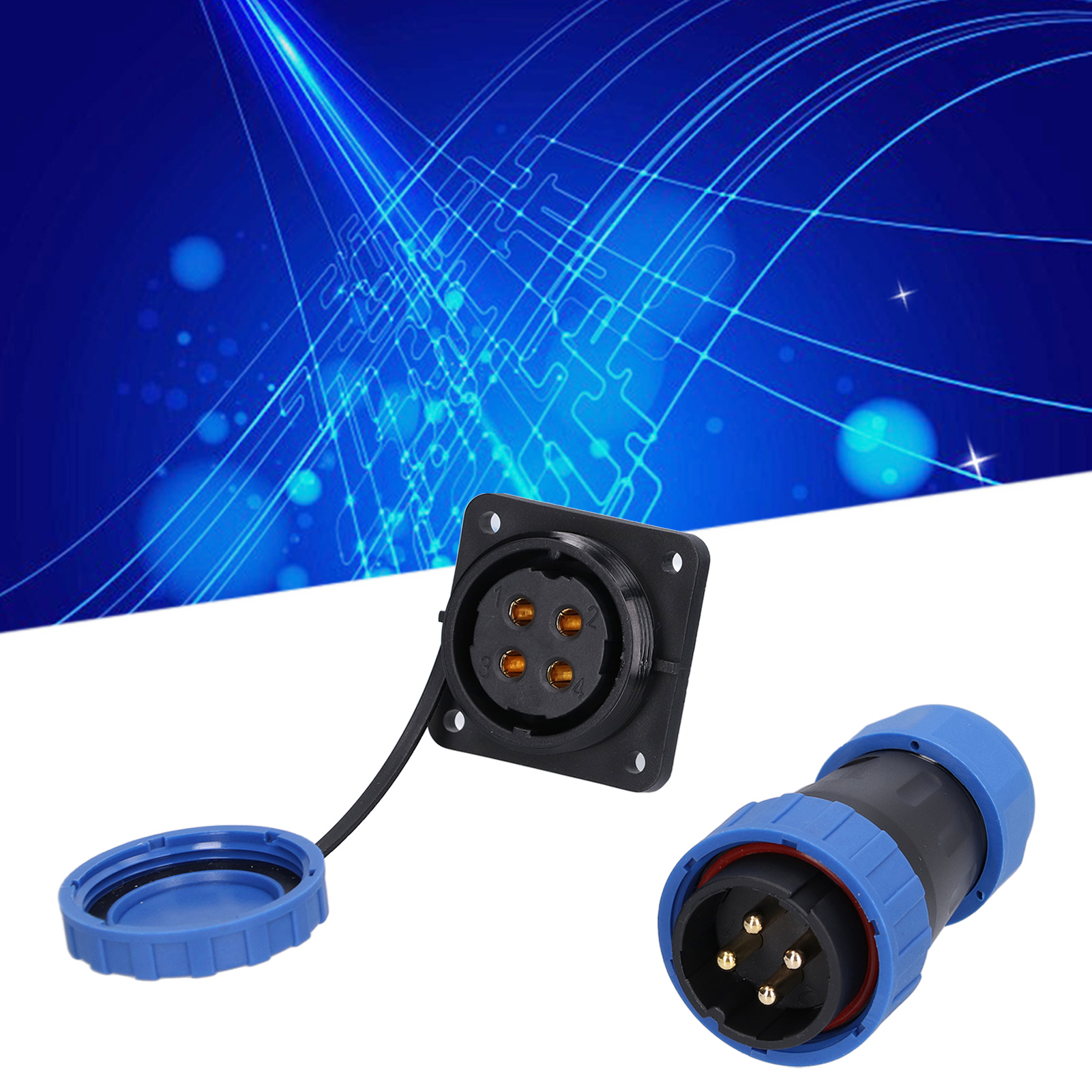 Lp28 Quadratischer Vierpoliger Lötfreier Luftfahrtstecker, 45 A, Ip68 Wasserdicht, Mehradrig, Stecker Und Buchse, 250 V, 45 A.