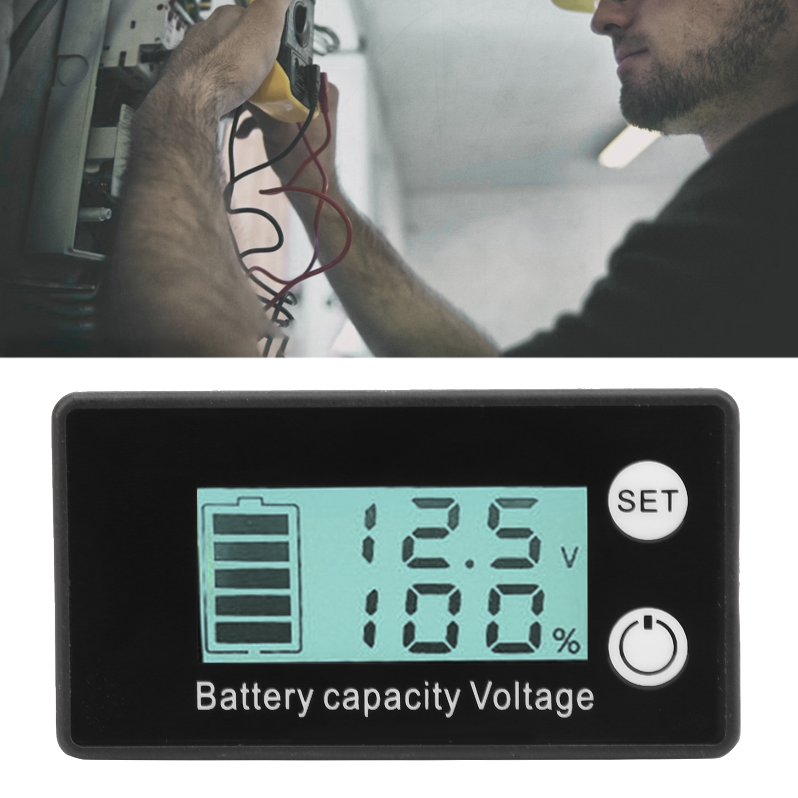 Lcd-anzeige Für Lithium-blei-säure-batterieleistung, Voltmeter In Prozent, Digitales Batterievoltmeter (7-68v), Zweiadriges Weißes Digitaldisplay Mit Hintergrundbeleuchtung.