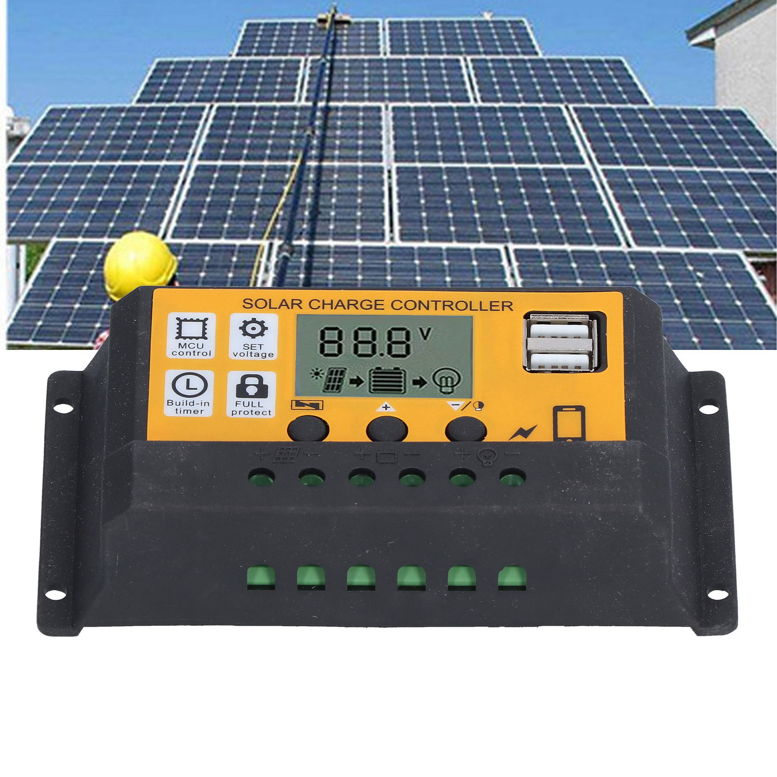 12v 24v 30a Photovoltaik-leistungsregler, Solar-photovoltaik-lade- Und Entladeregler Mit Zeitsteuerung (gelb)