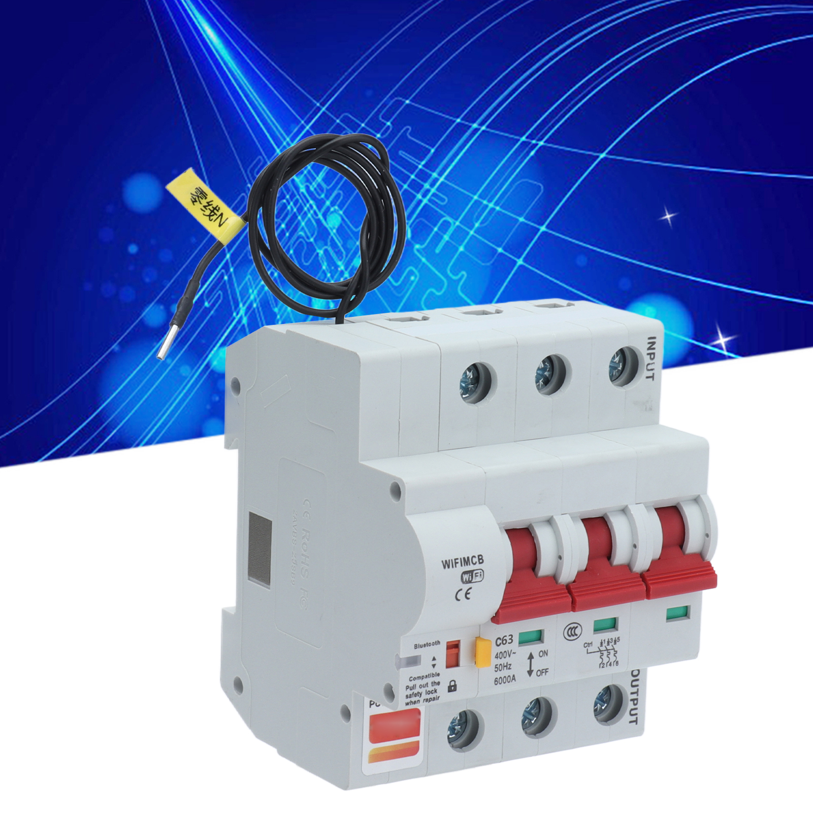 Dreipoliger Intelligenter Schalter Mit Fernbedienung, Wlan Und Bluetooth, 63-a-leistungsschalter