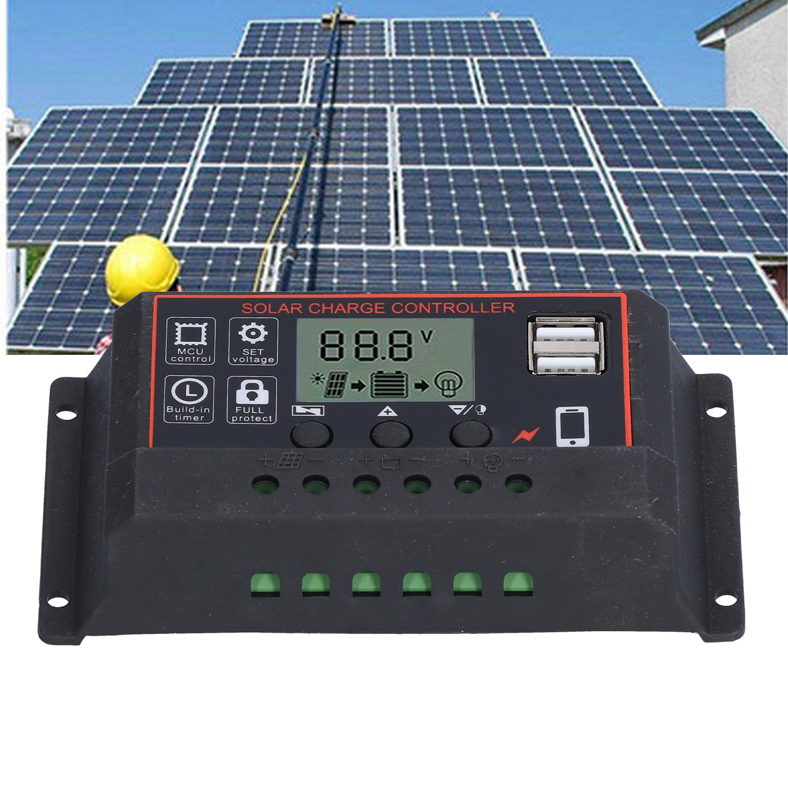 12v 24v 30a Photovoltaik-leistungsregler, Zeitgesteuerter Solarlade- Und -entladeregler (rot)