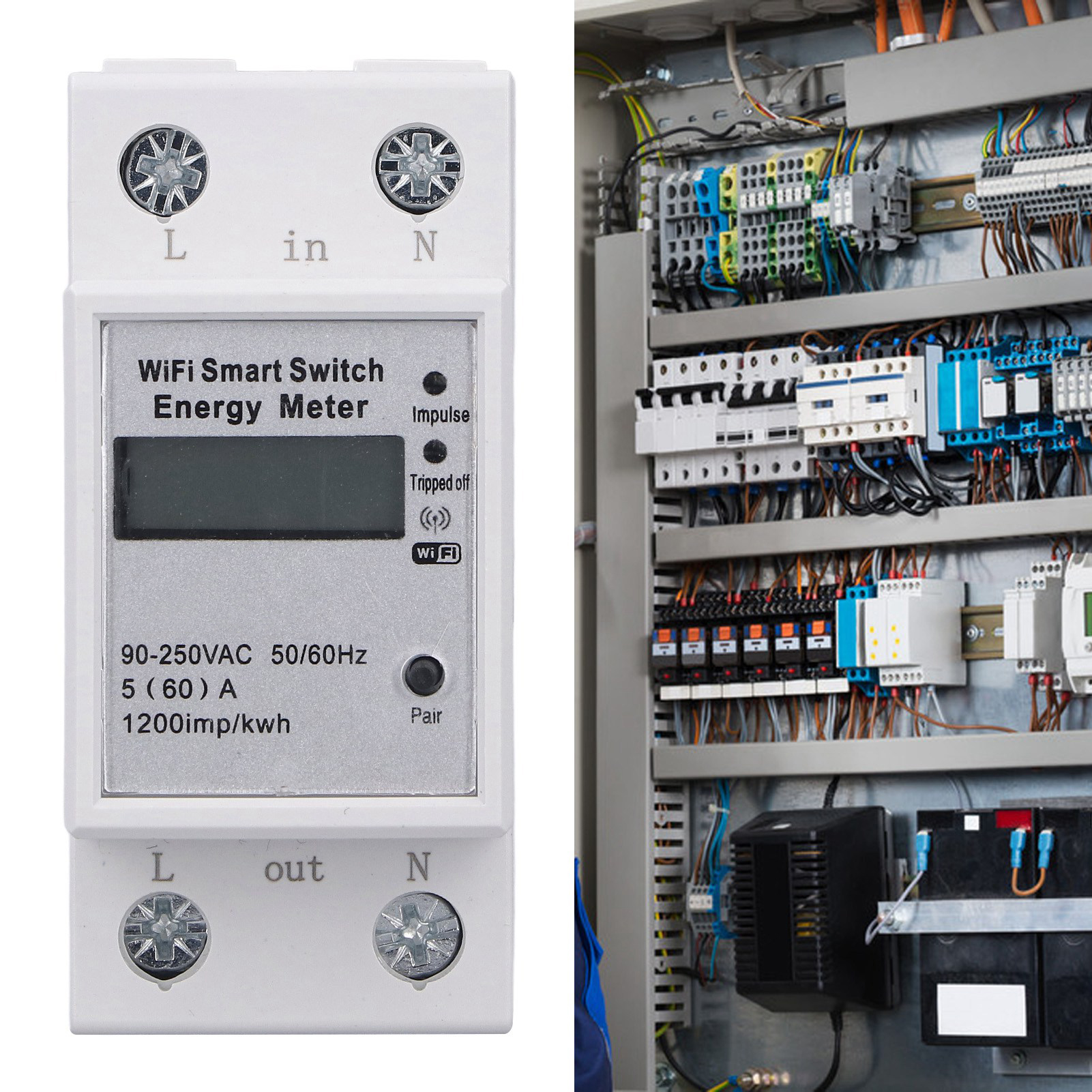 Tuya Zmai-90 Intelligenter Prepaid-stromzähler, Einphasig 2p, Schienenmontage, Mit Lcd-bildschirm Und Wi-fi-anschluss.