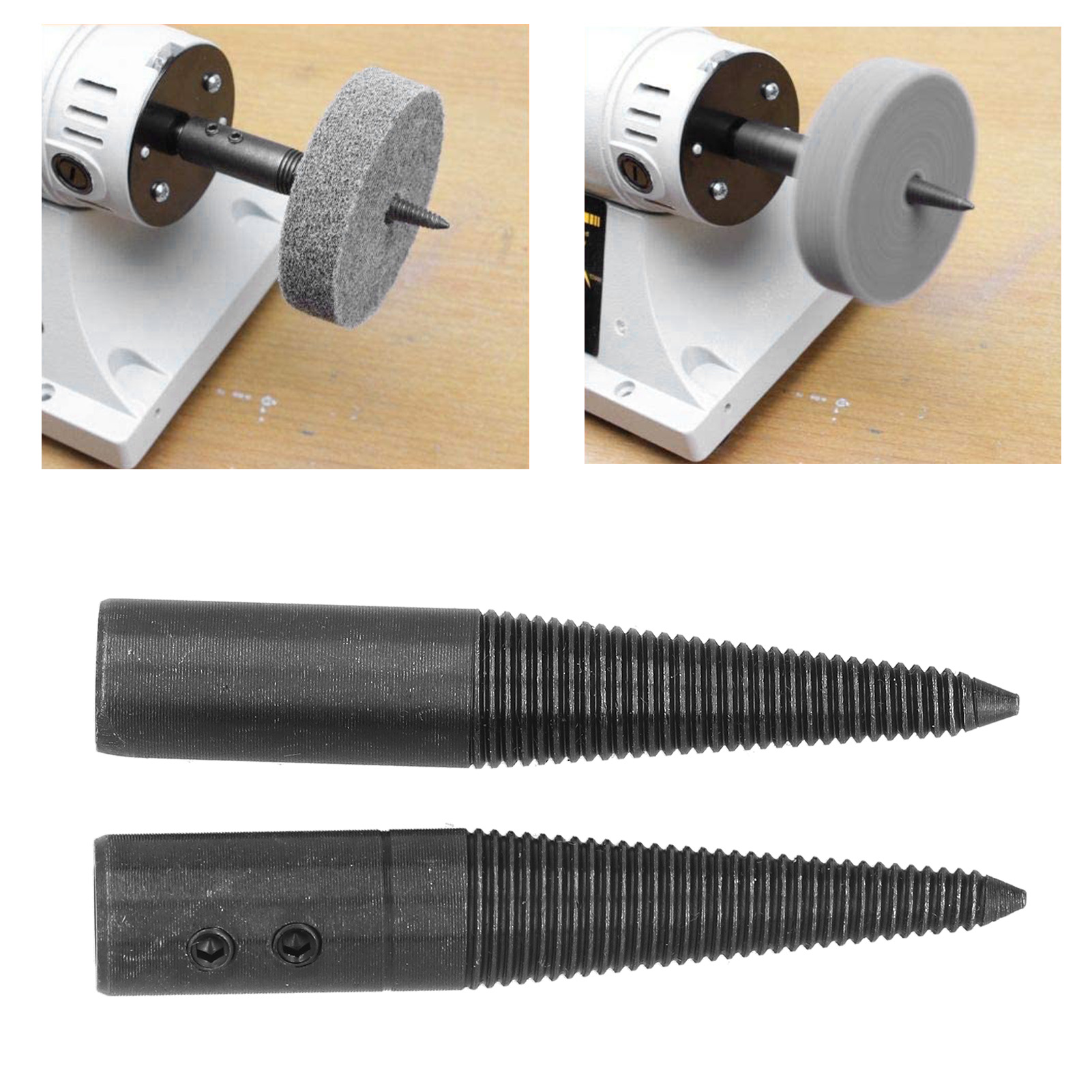 Die Gewinde Der Konischen Spindeladapter Dienen Zur Befestigung Einer Polierscheibe Auf Jeder Seite Einer Tischpolier-/schleifmaschine.