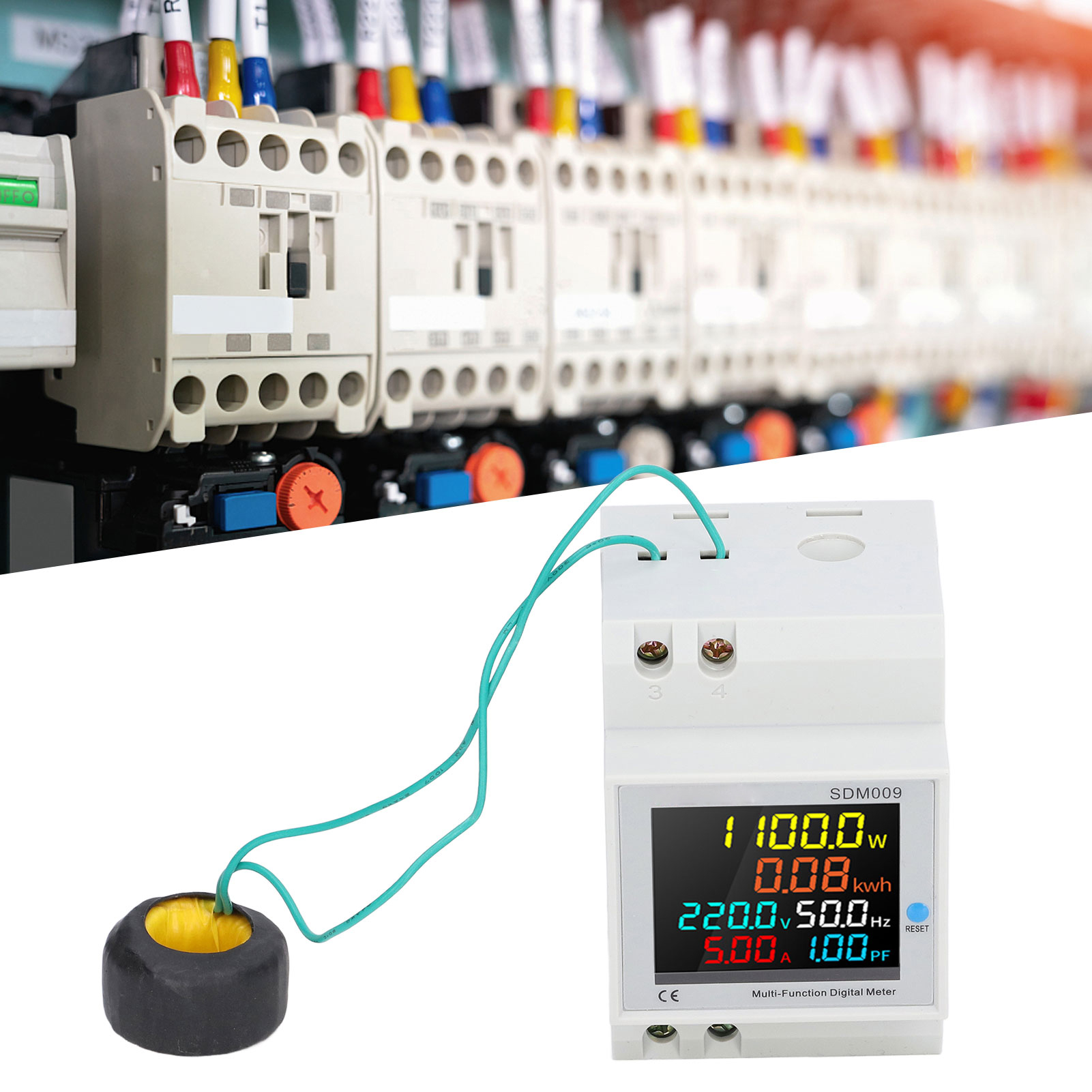 Sdm009-e Modifiziertes Einphasiges Digitales Messgerät Für Den Hausgebrauch Zur Messung Von Schienen, Anzeige Von Spannung, Stromstärke, Frequenz, Leistungsfaktor Und Elektrischer Leistung (externer S