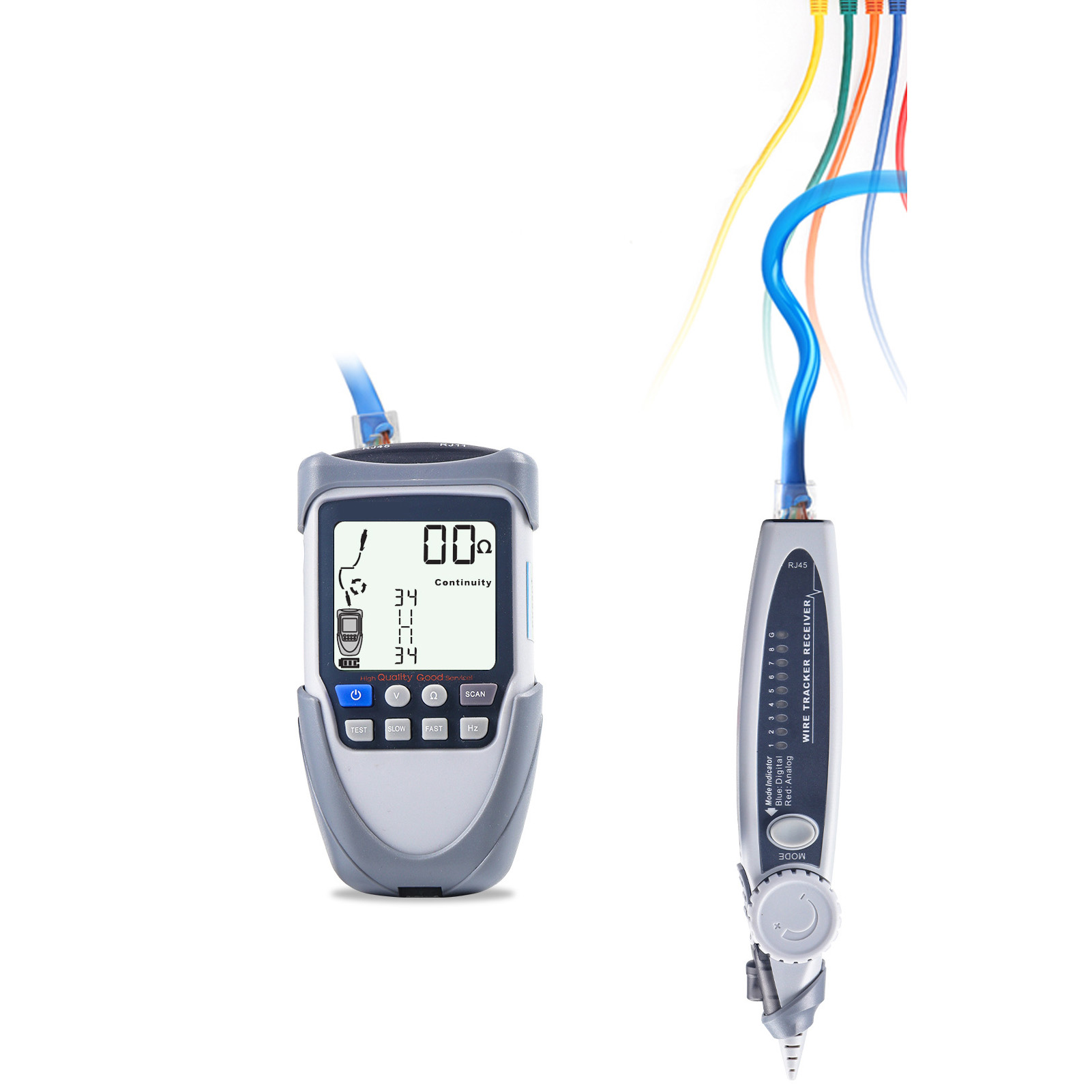 Digitaler/analoger Netzwerkkabeldetektor Mit Lcd-bildschirm, Mit Dem Sie Stromführende Kabel Lokalisieren Und Die Poe- Und Batteriespannung Messen Können.