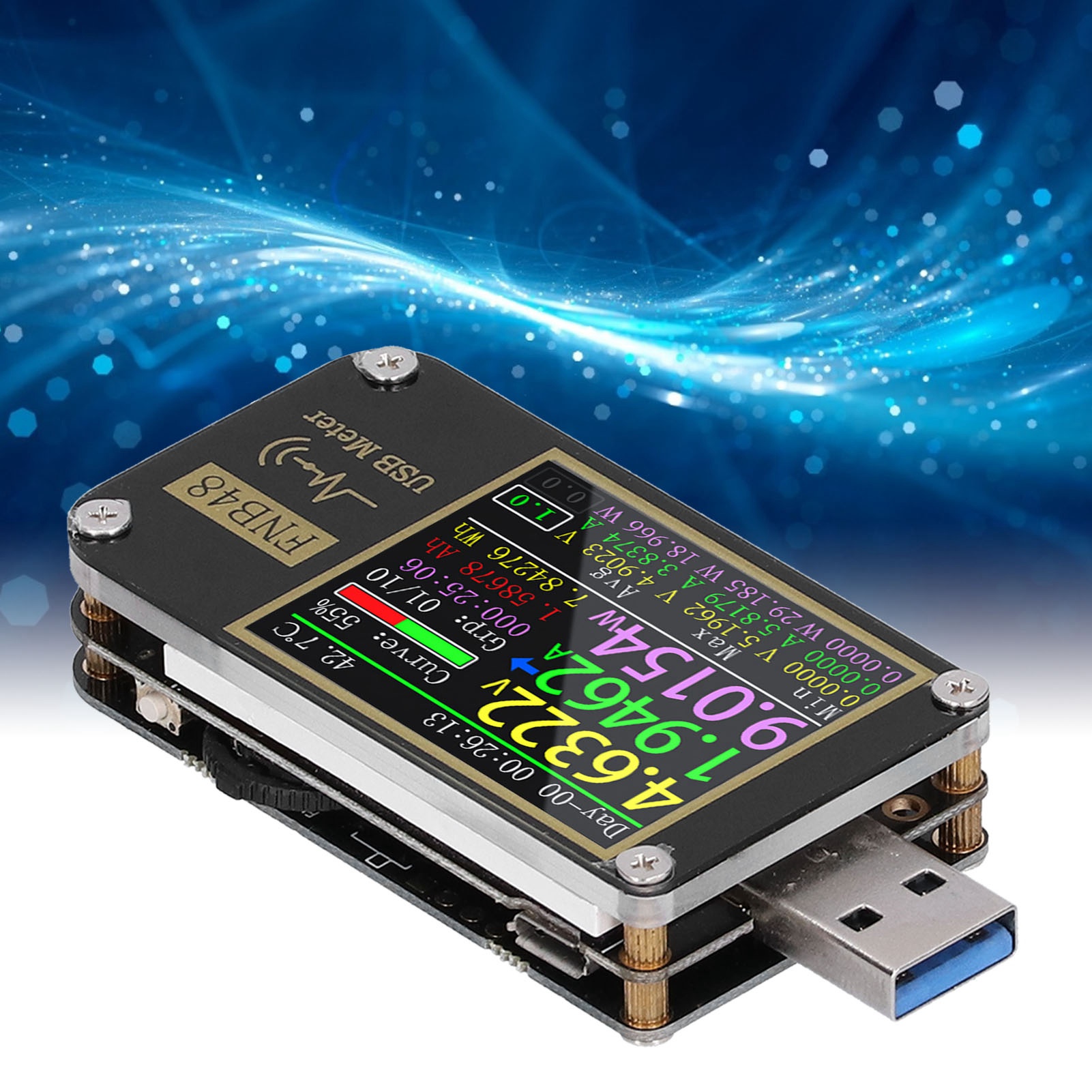 Fnirsi-fnb48 Usb-spannungs- Und Strommultimeter, Multifunktionales Schnellladetestgerät, Qc4+pd3.0 2.0 Pps Schnellladeprotokoll-kapazitätstest Mit Pd-trigger (bluetooth Nicht Enthalten)