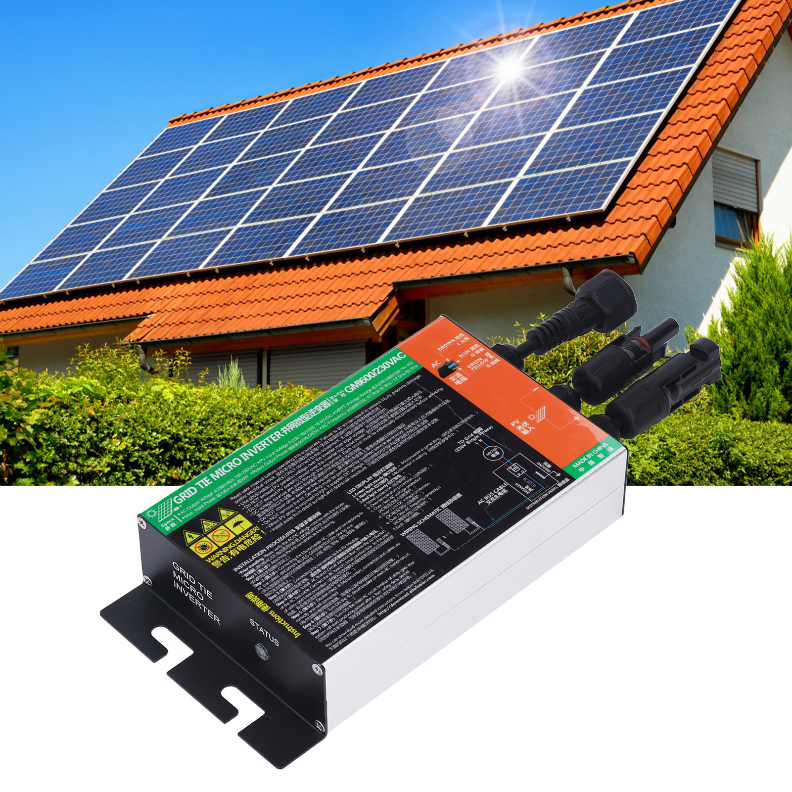 Ac230v Solar-mikronetz-wechselrichter (mppt), Netzgekoppelter Wechselrichter, 600w Reiner Sinus-wechselrichter.