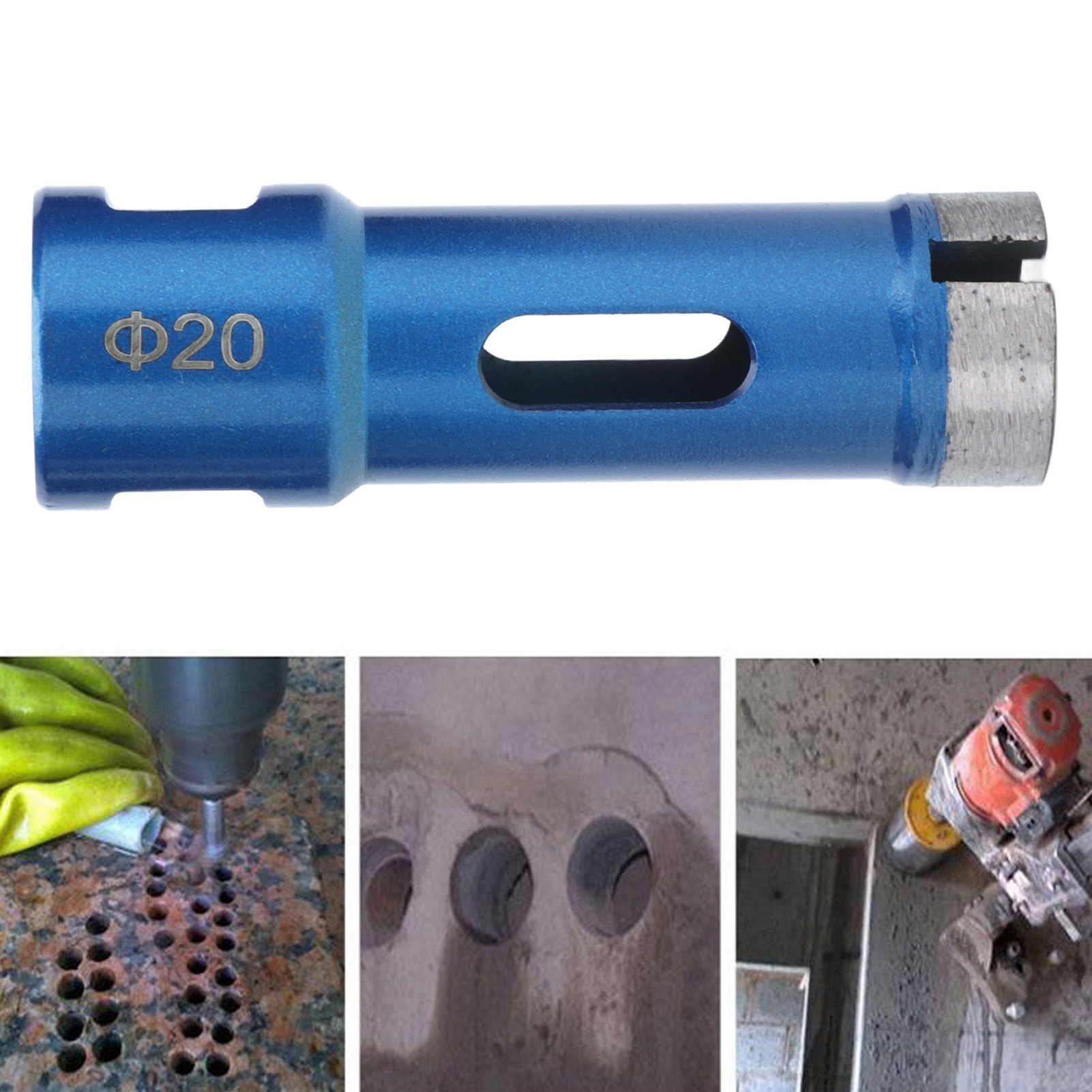 M14 Fliesen- Und Marmorbohrer Mit 20 Mm Blauem Sinterdiamantbohrer