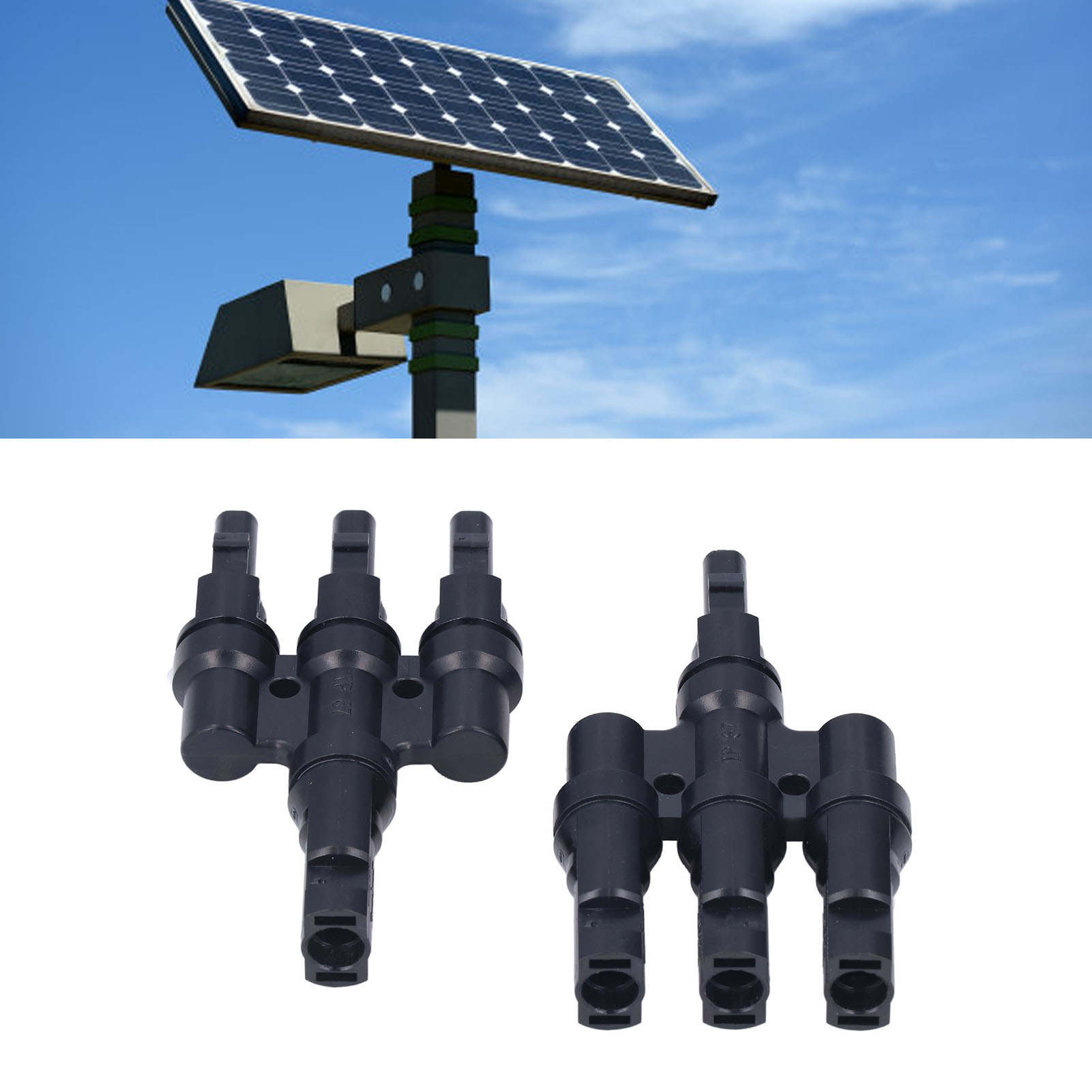 Mc4-stecker, Photovoltaik-stecker, Vierpoliger T-förmiger Solar-photovoltaik-stecker, Dreifacher T-förmiger Photovoltaik-stecker