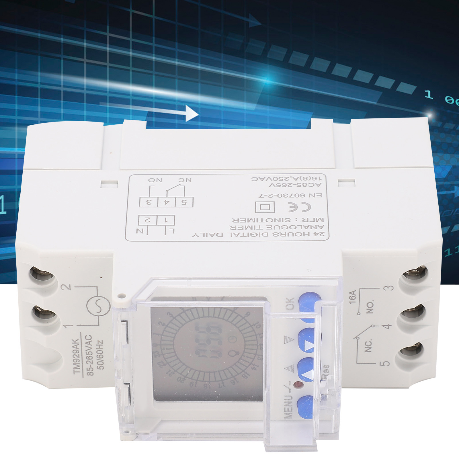 Tm929ak Intelligenter 24-stunden-analogtimer Mit Austauschbarer Batterie, Lcd-hintergrundbeleuchtung (85-265v 16a)