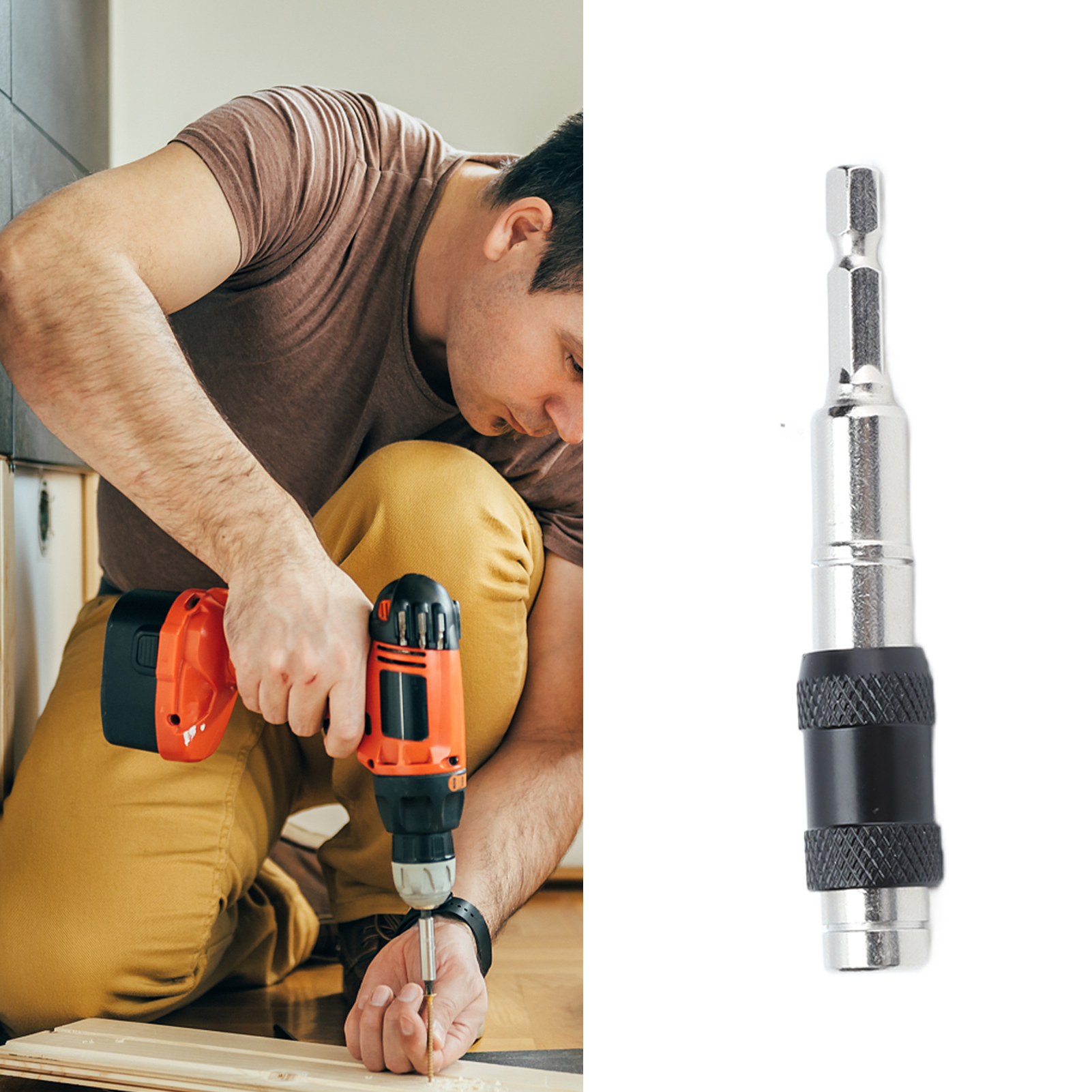 Wendbare Mehrwinkel-schraubendreherverlängerung, Universalverlängerung Für Bohrmaschine Und Schraubendreher Mit Schnellverriegelungsmechanismus, Selbstverriegelnde Sechskant-bitverlängerung, Silberfar