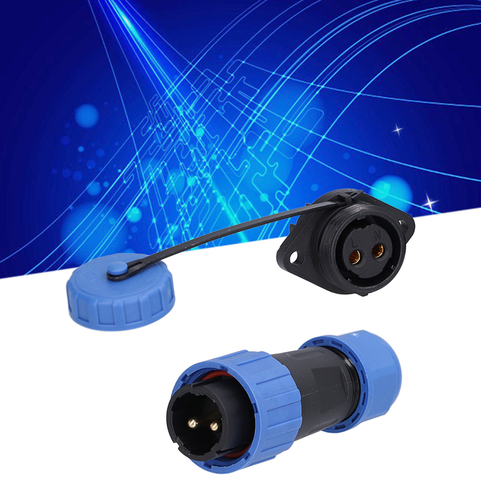 Wasserdichter Luftfahrtstecker Ip68 Mit Lötfreiem Flansch Lp16, 2-polig, Mehrpunktige Lötfreie Stecker- Und Buchsenkontakte, 250 V, 20 A