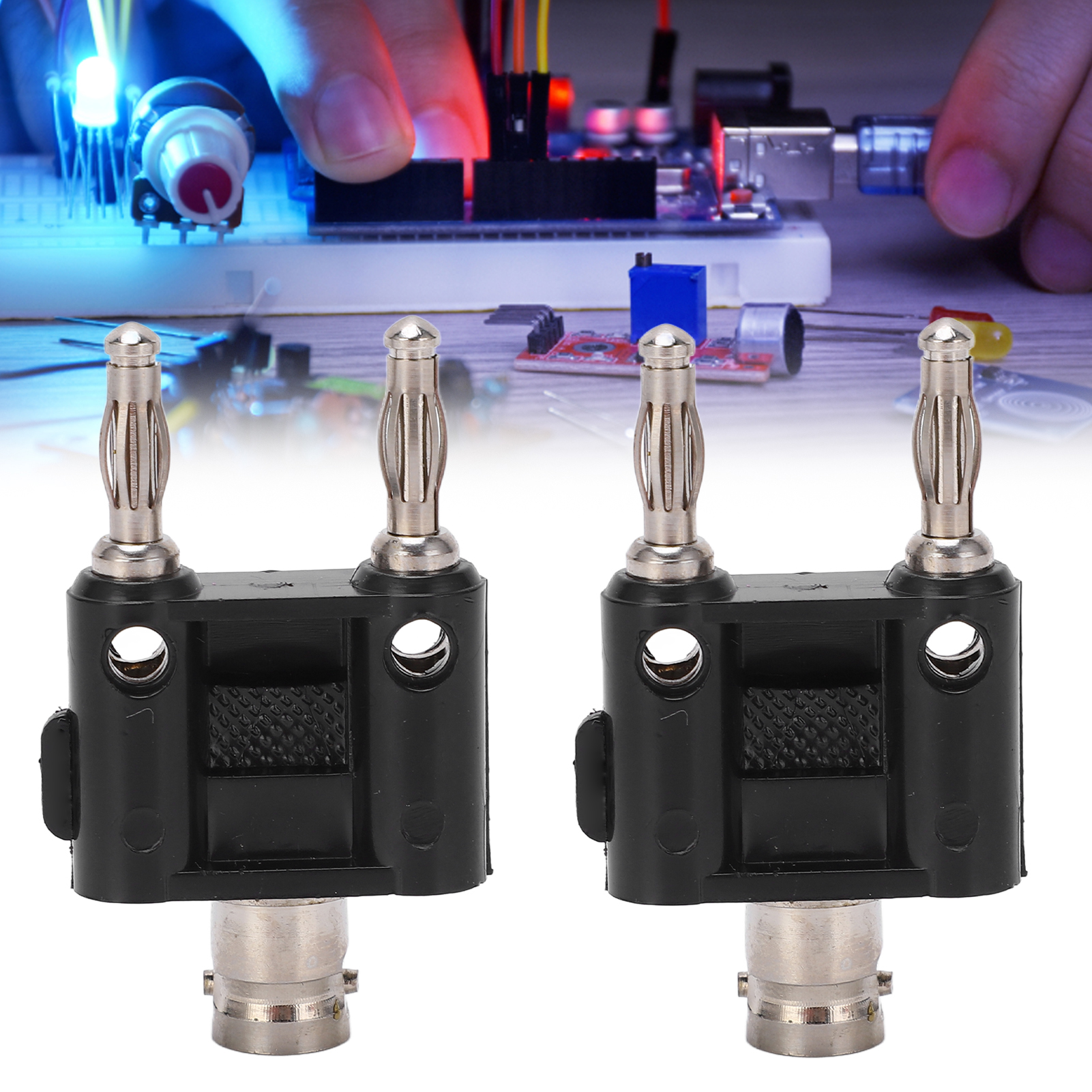 J.20022 Adapter: 4-mm-bnc-bananenstecker (weiblich) Auf Bnc-bananenstecker (zweireihig), Verkauft Im 2er-pack
