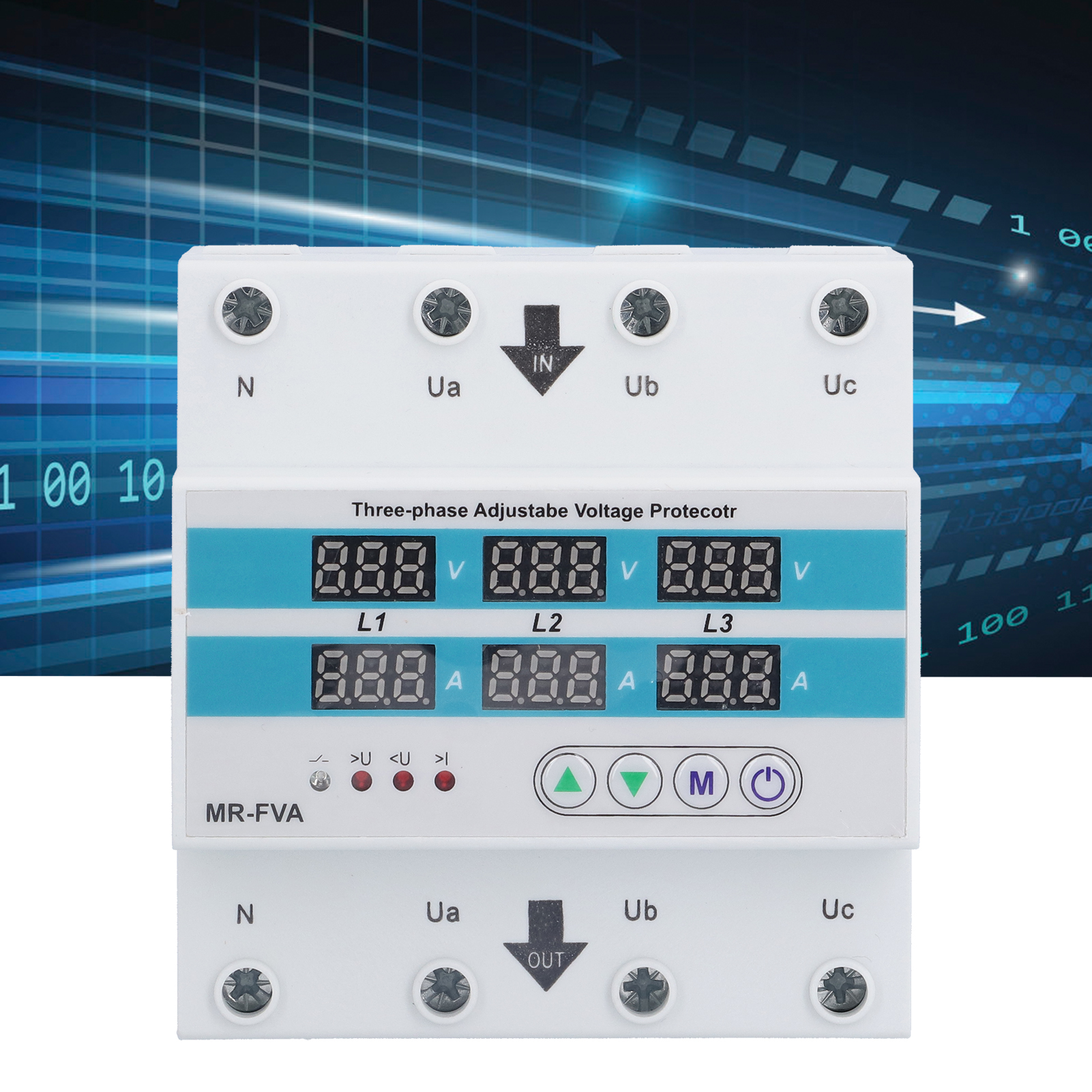 Ac220v Mr-fva Einstellbarer Dreiphasen-spannungsschutz, Vierdraht-dreiphasen Mit Automatischer Rückstellung, Intelligentem Digitaldisplay, Überspannungs-, Unterspannungs- Und Überstromschutz.