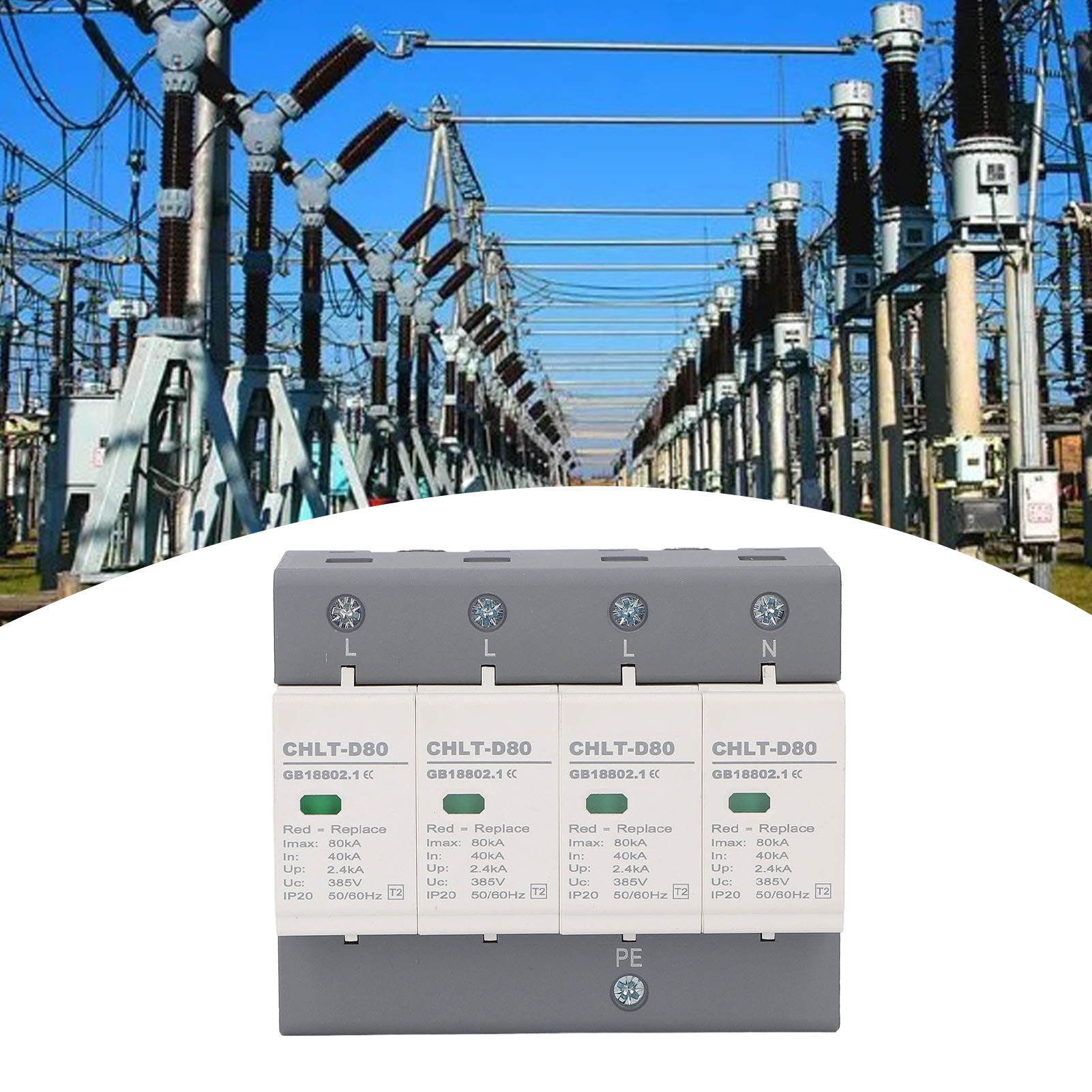 Chlt-d80 Ac385v Überspannungsschutz 40-80ka / 4p, Abnehmbare Baugruppe.