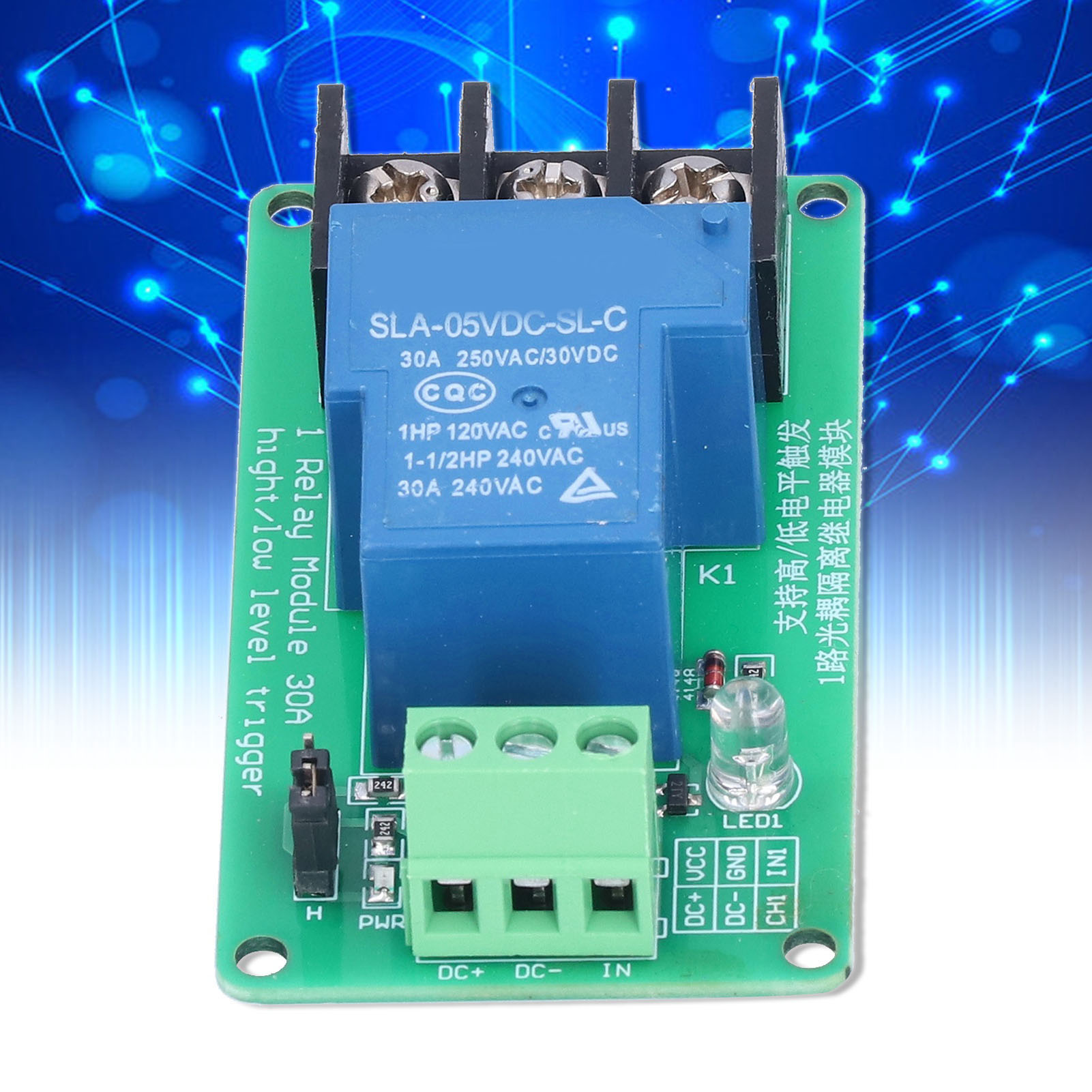 1-kanal 30a Optokoppler-isoliertes Relaismodul Mit Unterstützung Für High- Und Low-pegel-triggerung, Hochstrom 5v.