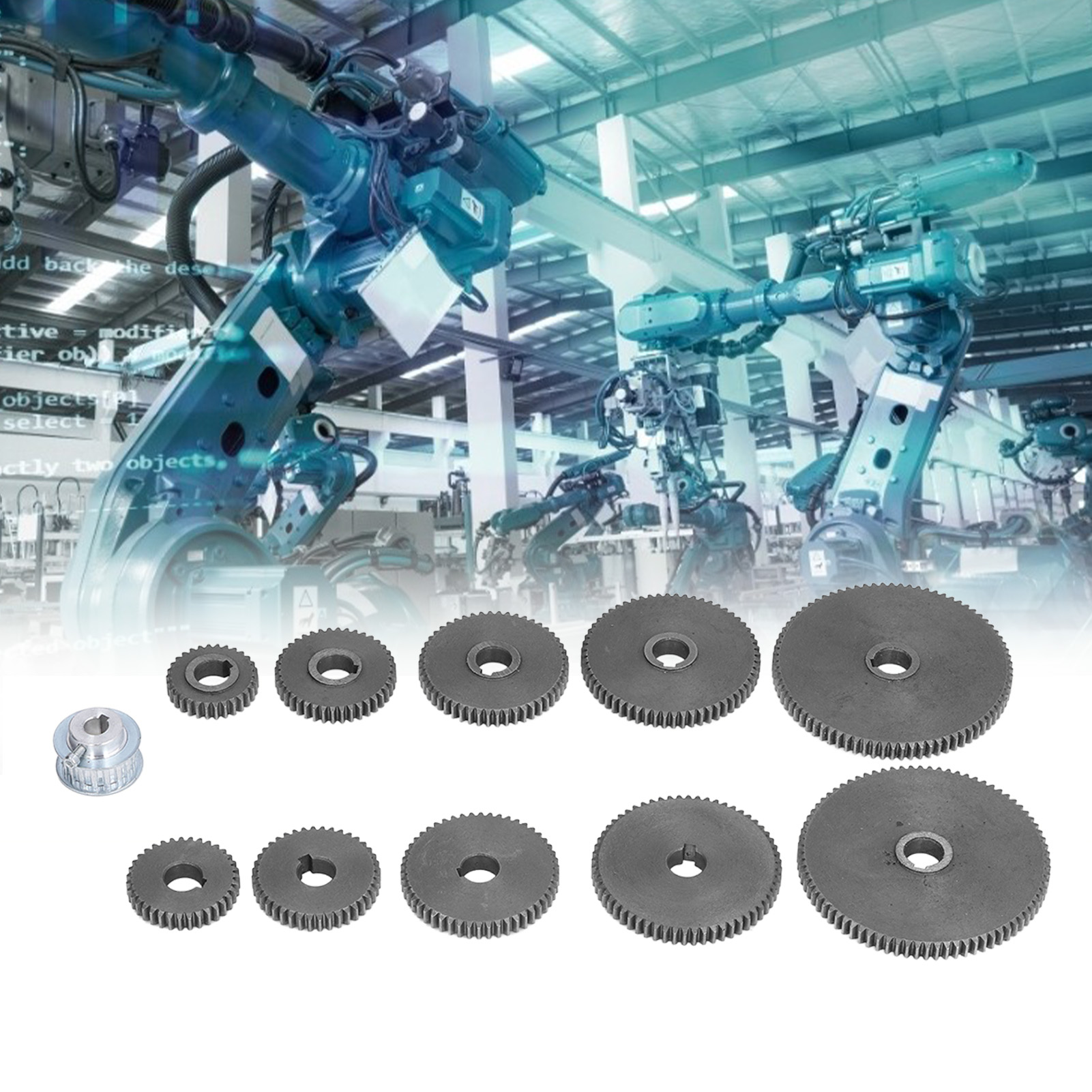 11-teiliges Set Für Mini-drehmaschinen (10 Zahnräder Für Metallbearbeitungsmaschinen + Motorriemenscheibe), Austauschbare Zahnräder: T802, T602, T502, T402, T351, T301, 17-zahn-motorriemenscheibe1