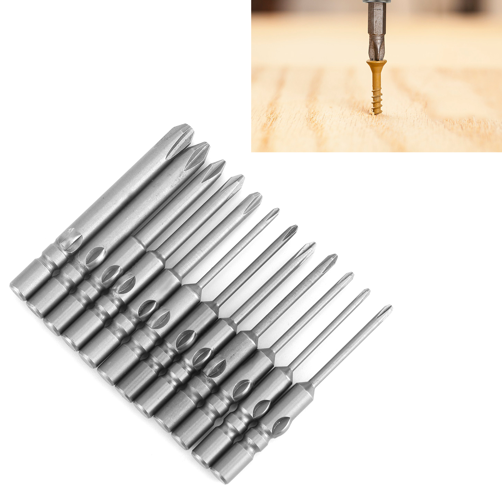 12 Phillips 800 Schraubendreherbits, Gehärteter Phillips-kopf, 4 Mm.