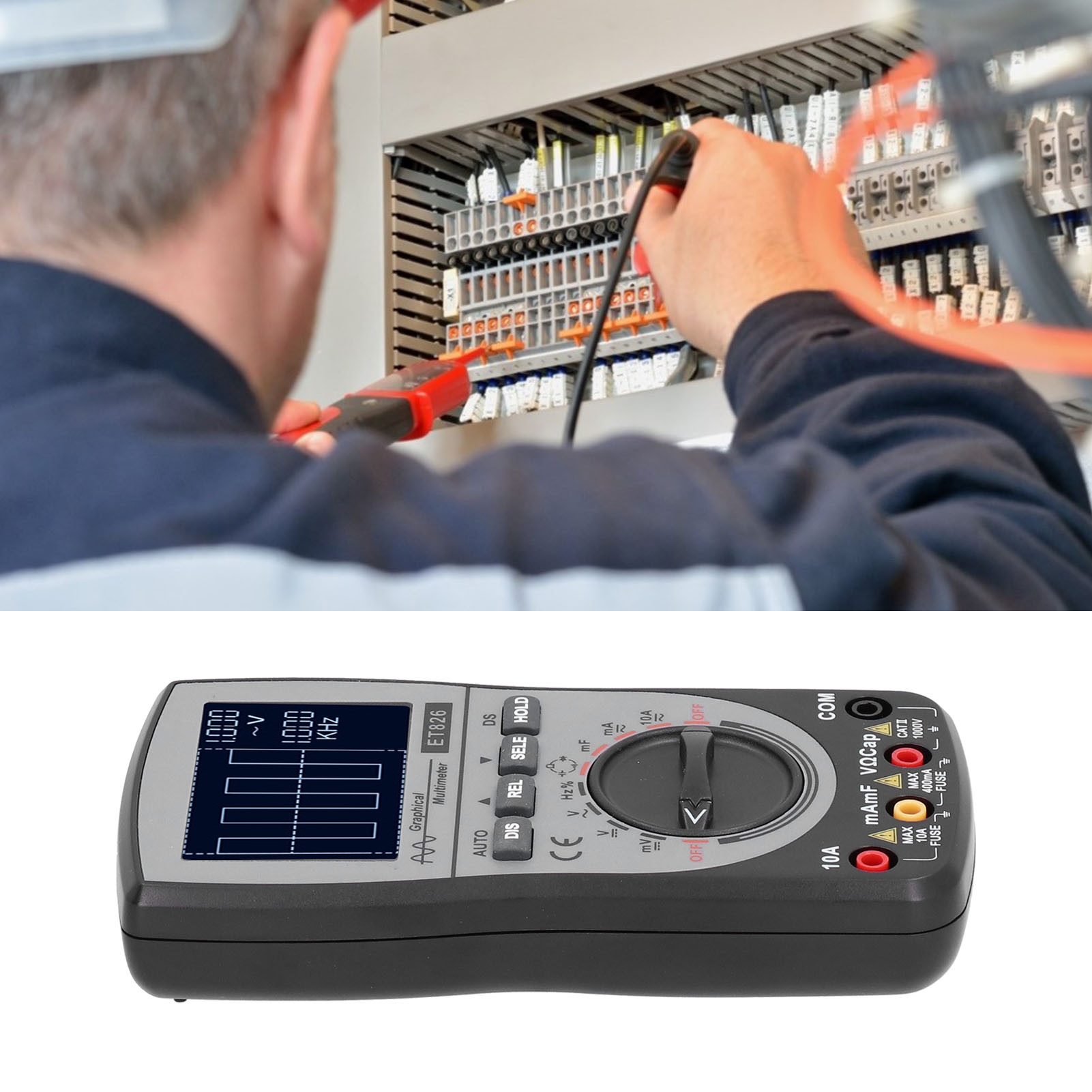 Tooltop Et826 Multimeter Mit Farbbildschirm, Oszilloskop-wellenformanzeige Und Automatischer Bereichswahl