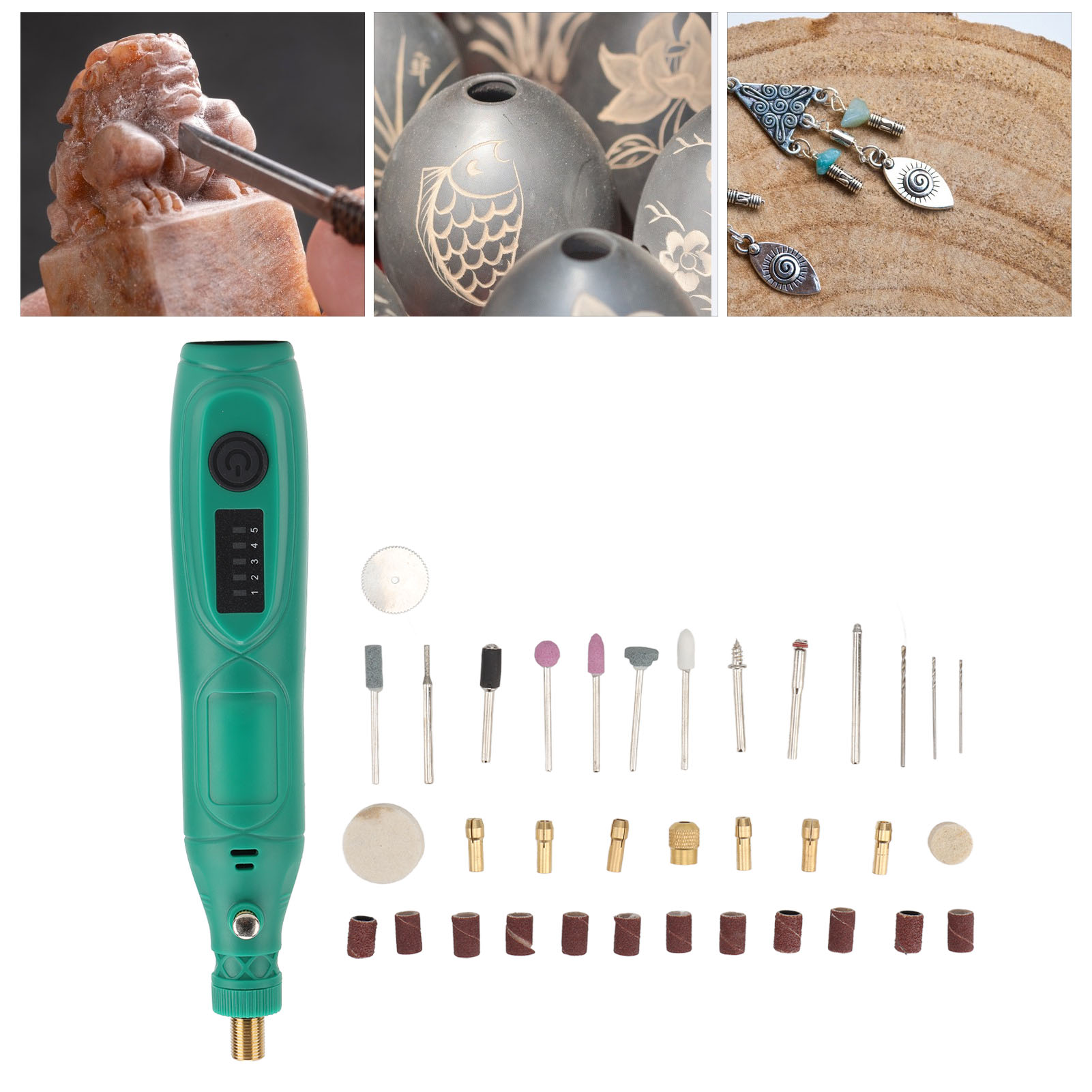 3,7-v-akku-rotationswerkzeug-set, Mini-elektroschleifer, Diy-gravurstift, Schneiden, Bohren, Schleifen, Polieren, Beschriftung, 5 Geschwindigkeitsstufen, Variable Drehzahl Zum Polieren, Reinigen Und G
