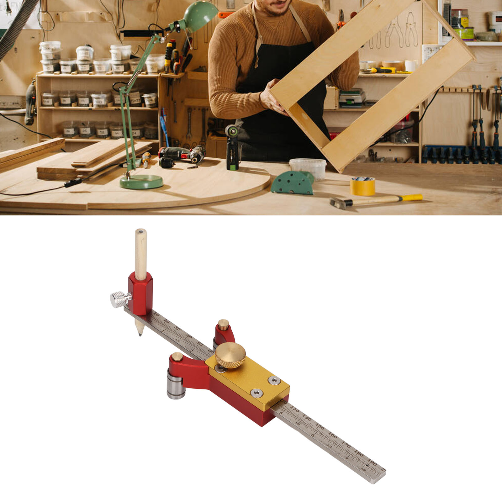 3-in-1 Linienmarker, Multifunktionales Linienzeichenwerkzeug Zum Zeichnen Von Geraden Linien, Parallelen Linien, Bögen Und Zum Messen Von Höhen Diy-werkzeug Für Die Holzbearbeitung.