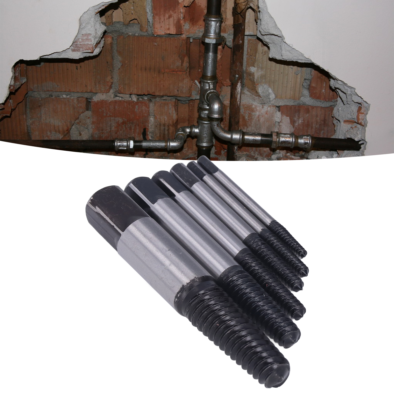 Set Mit 6 Abgebrochenen Schraubenausdrehern Und Wasserrohrausdrehern Zum Entfernen Von Schraubenköpfen.