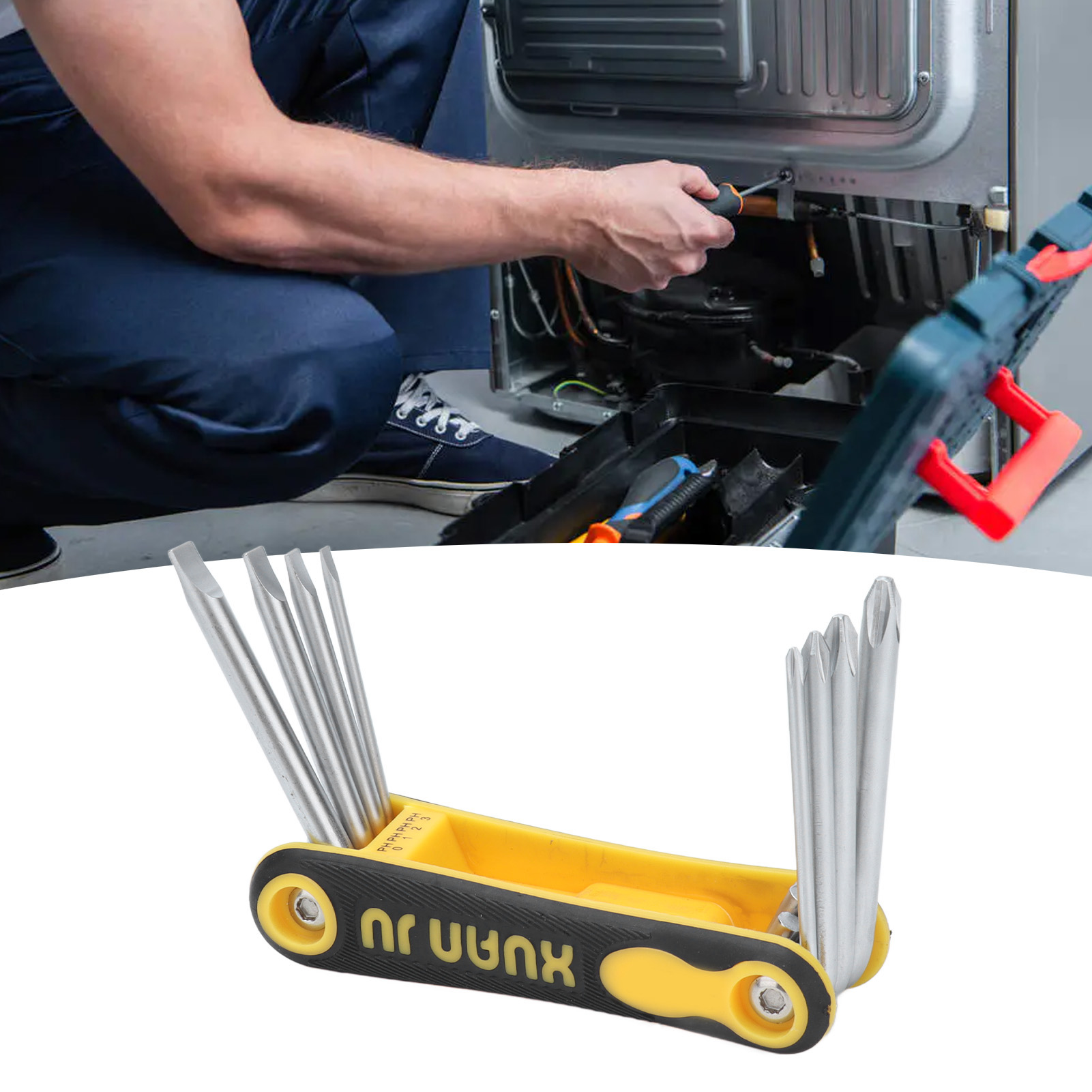 Sk-288 8-in-1 Klappbarer Multifunktionsschraubendreher-satz (kreuzschlitz Und Schlitz)