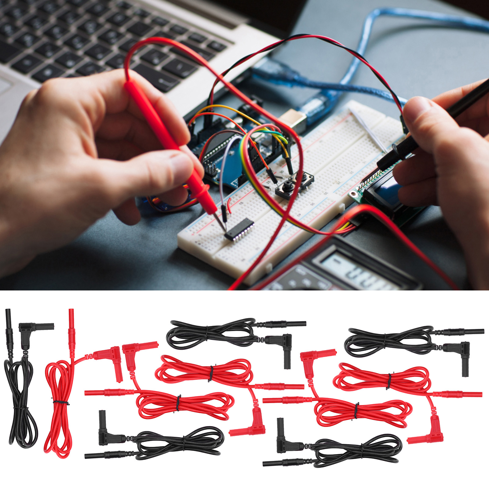 Testkabel Mit 4 Mm Bananenstecker / Geradem Einziehbaren Stecker Typ 70026, Abgewinkeltem Stecker, Stecker-stecker / Schutztyp, Rot Und Schwarz, Verkauft In 5er-packs.