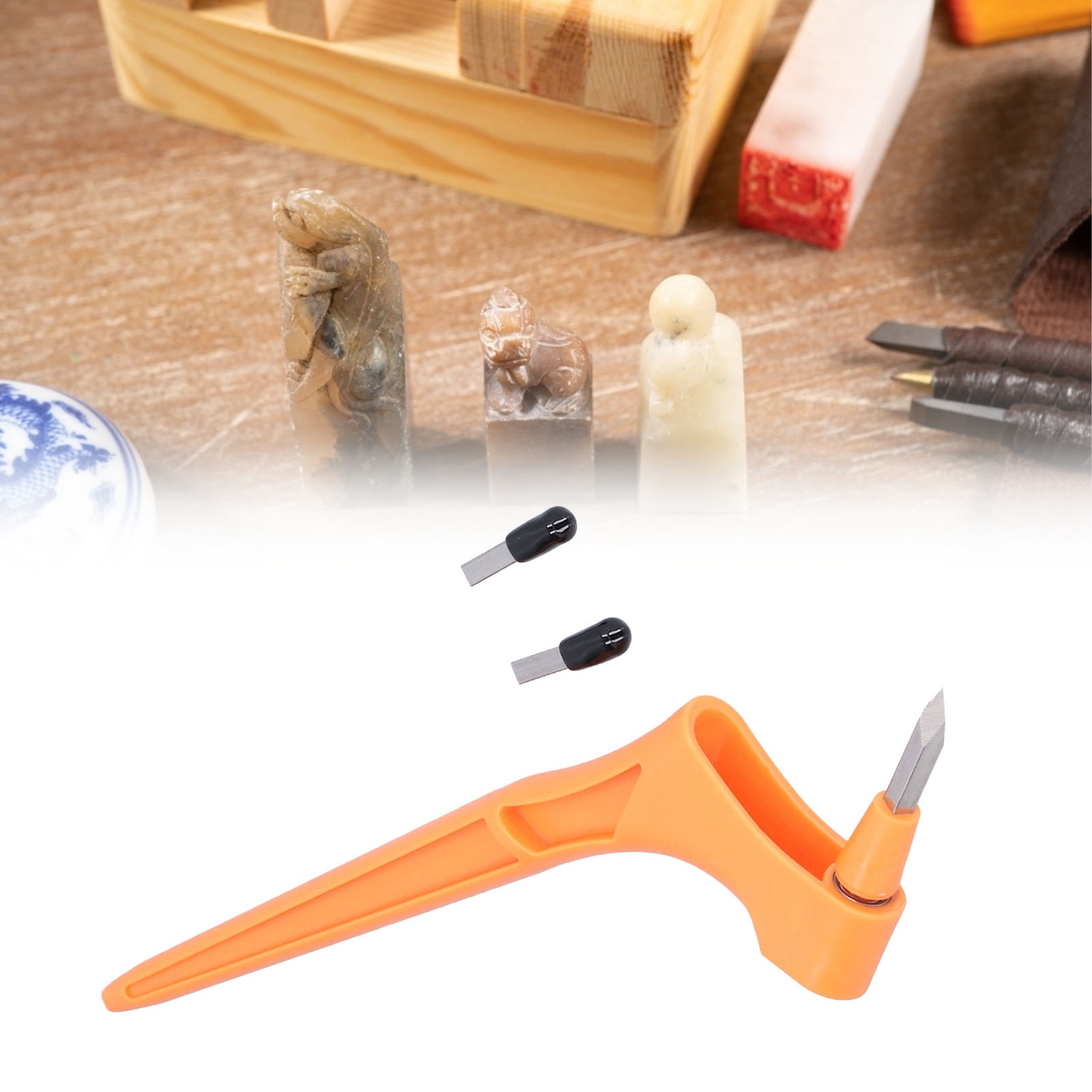 360° Drehbares Präzisionsmesser Aus Edelstahl, Rotationsgravurmesser, Papierschneider (orange)