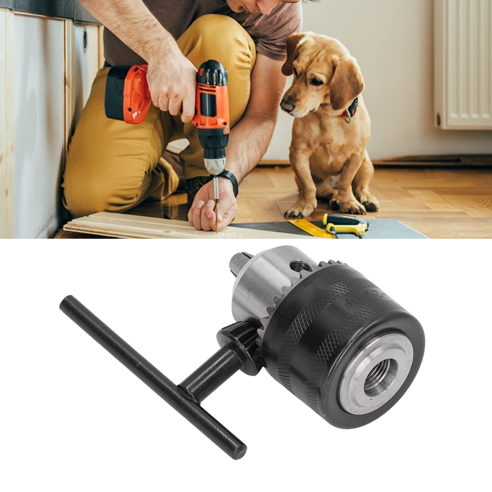 Adapter Für Vierkant- Und Rundschaft-bohrfutter, Mit Schlagschrauber Und Bohrfutter