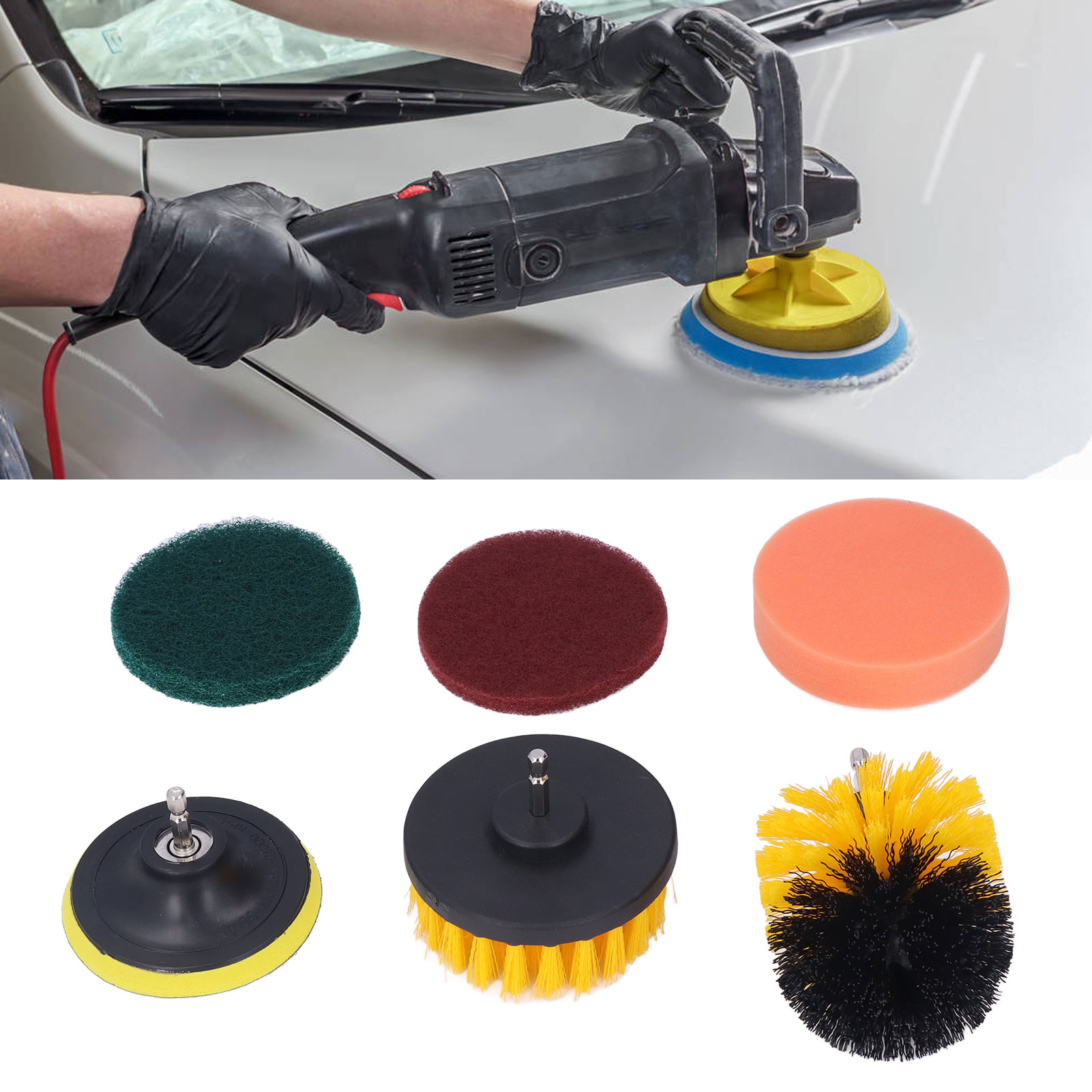 Autoreinigungsset Mit Bürsten Für Elektrische Haushaltsbohrmaschinen (6-teilig)