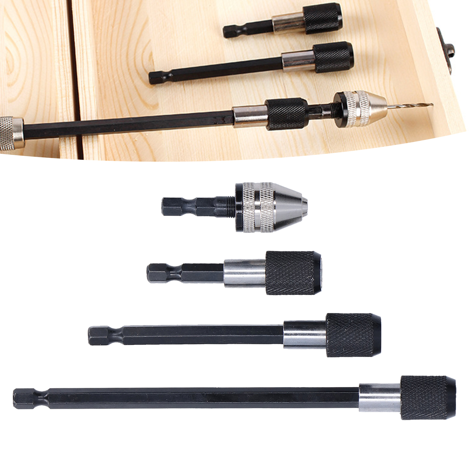 4-teiliges Set Inklusive 1/4-zoll-magnet-sechskantschaftverlängerungen, Bohrern Und Schnellspannfutter