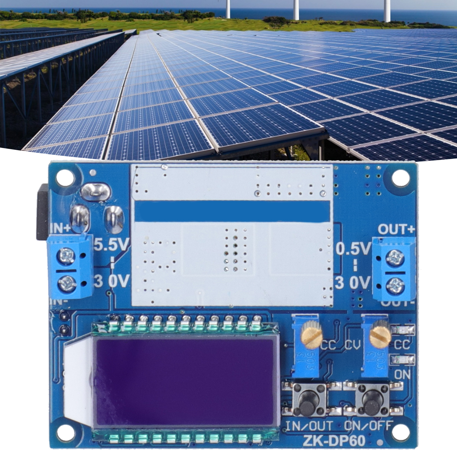 Hochleistungs-60-w-6-a-netzteilmodul Mit Einstellbarem Aufwärts-/abwärtswandler, Solarladegerät, Display, Gehäuse Und Lüfter