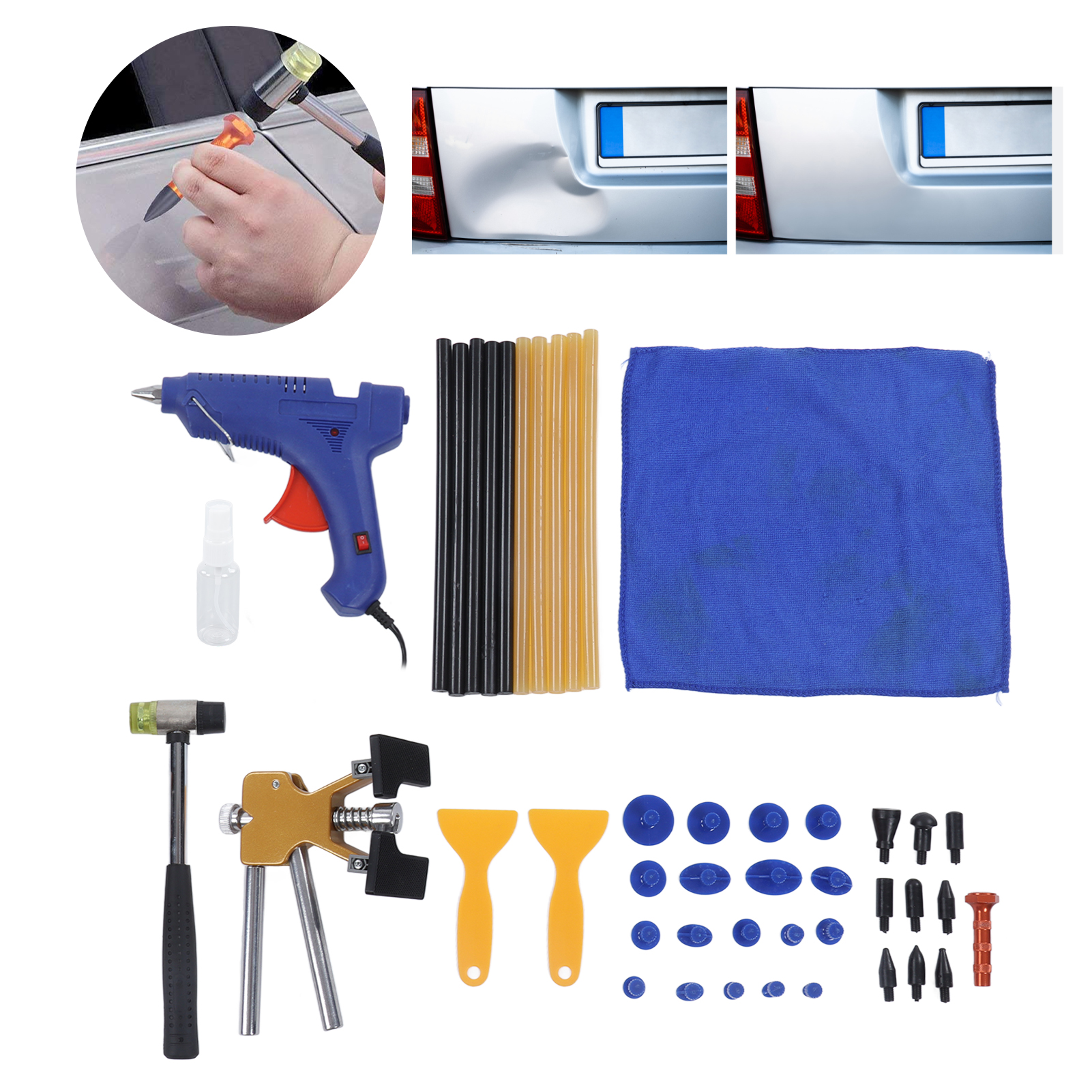45-teiliges Dellenreparaturset, Unlackierte Dellenreparaturwerkzeuge, 100-240 V, Saugnapf Zum Entfernen Kleiner Und Tiefer Dellen, Dellenabzieher, Europäischer Standard.