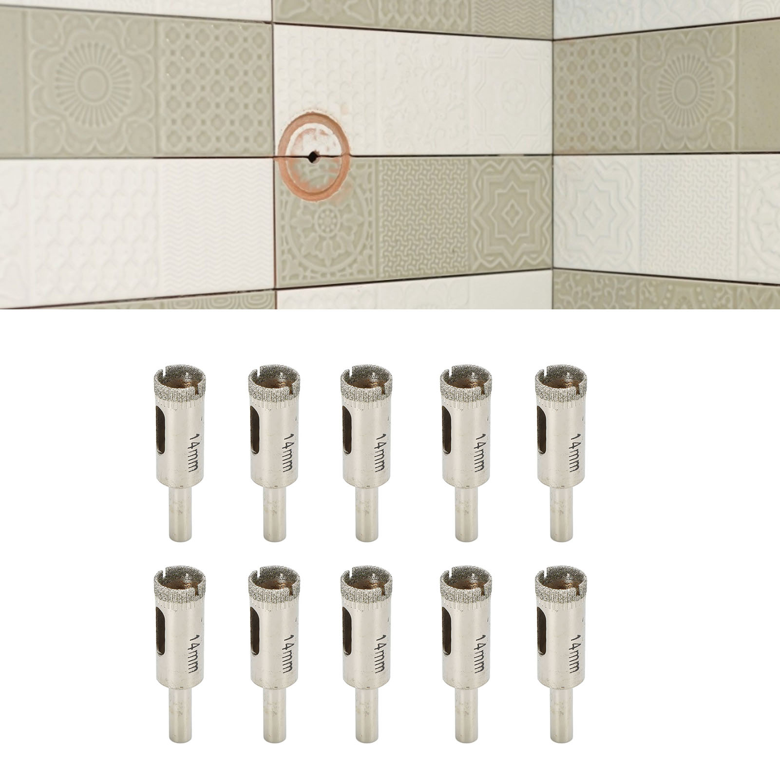 Set Mit 10 Lochbohrern, 14 Mm, Zum Bohren In Verschiedene Materialien, Einschließlich Harter Und Spröder Materialien.