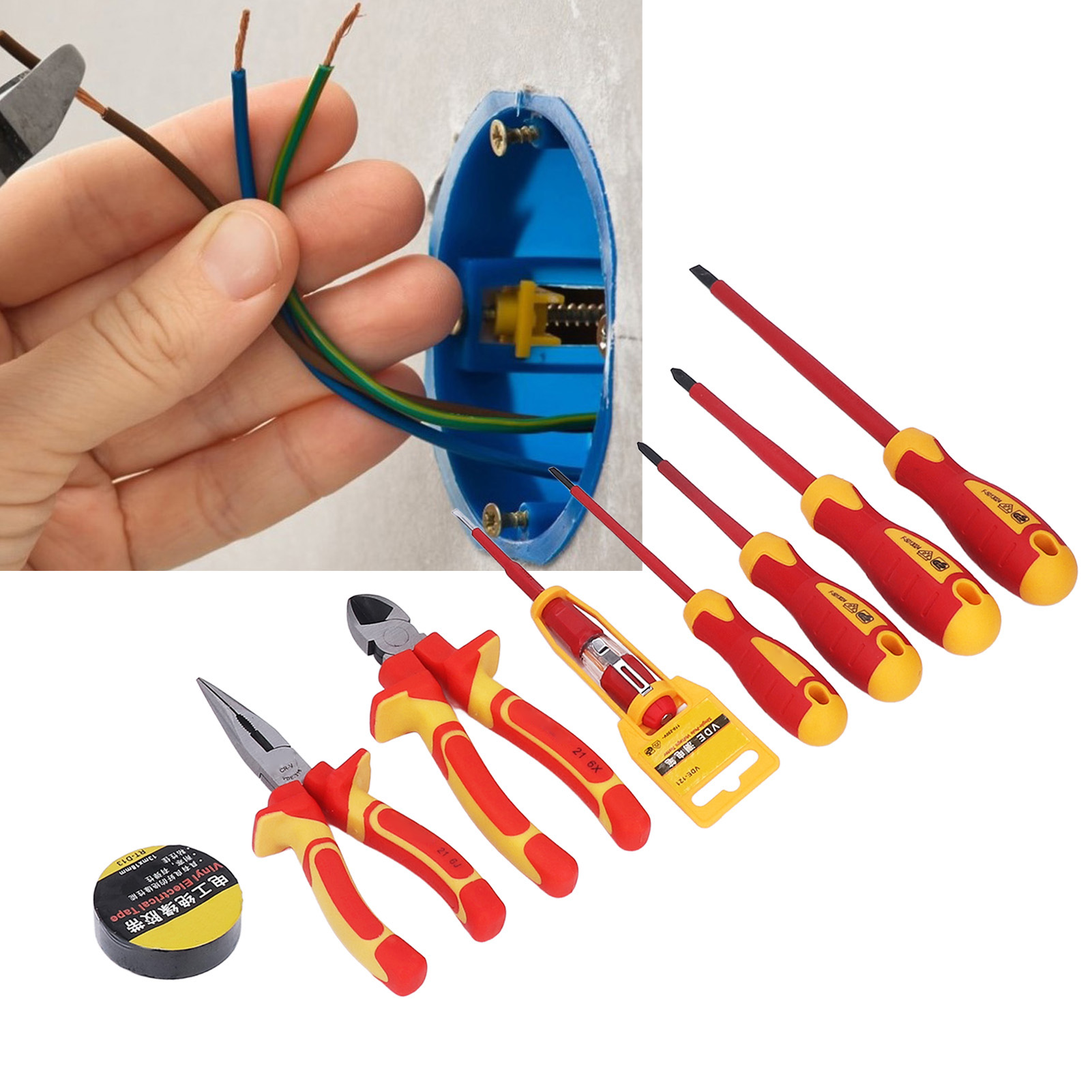9-teiliges Multifunktionales Elektriker-werkzeugset Mit Isoliertem Schraubendreher
