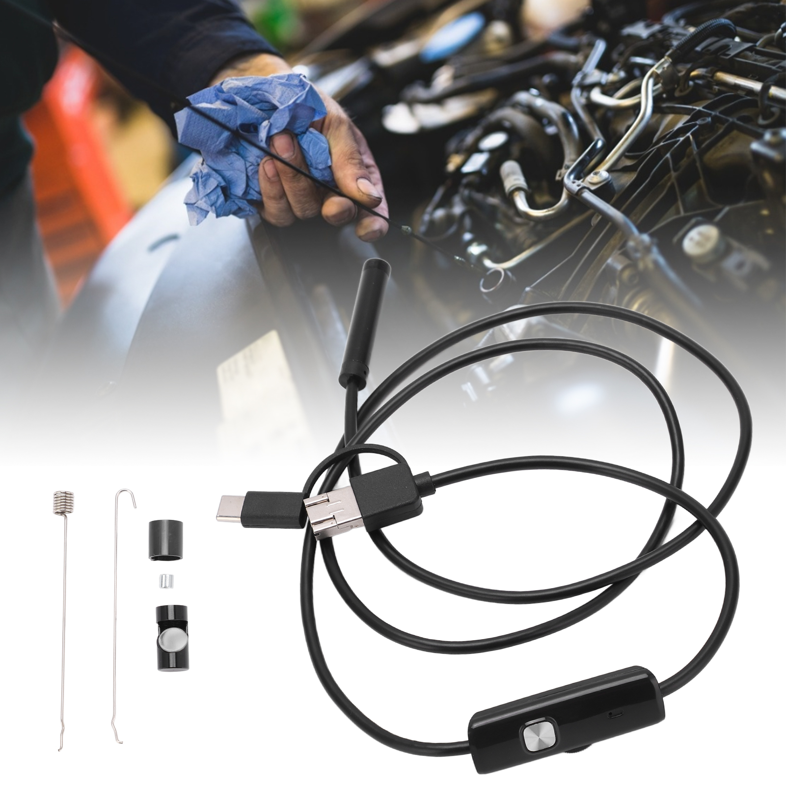 An100-8 3-in-1 Hd-endoskop Mit 8 Mm Flexiblem Kabel, Android-kompatibel, Mit Mobiler Anwendung Zur Inspektion Von Industrieanlagen, 10 M Reichweite.