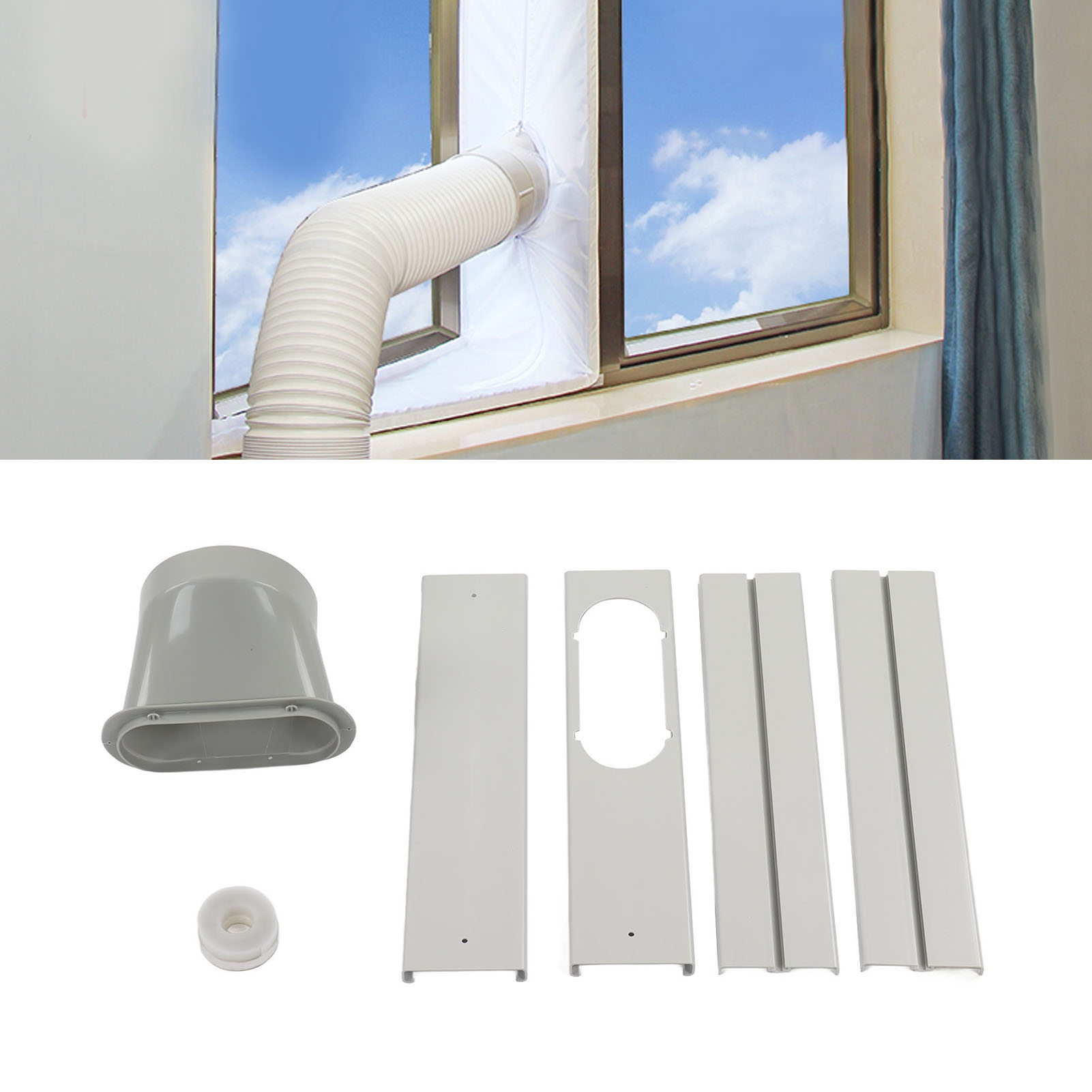 Upgrade-kit Für Tragbare Fensterklimageräte: Verstellbares Schiebelüftungsset Ohne Dichtung, Teleskop-deflektor, Push-pull-abluftrohrset Für 150-mm-rohre