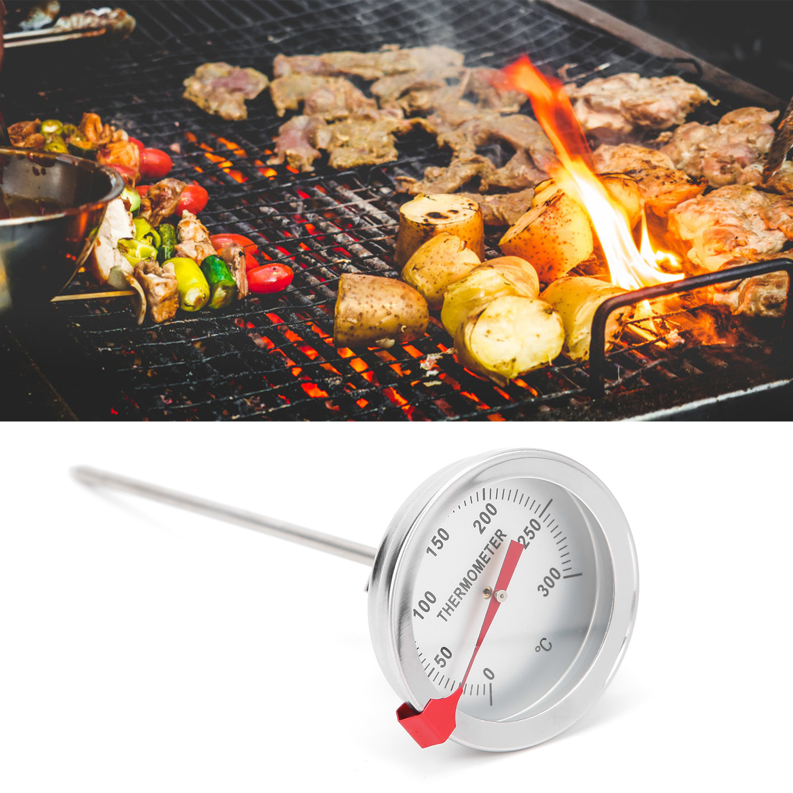 Tte35125 Edelstahl-kochthermometer, Lebensmittelechtes Sondenthermometer, 30 Cm