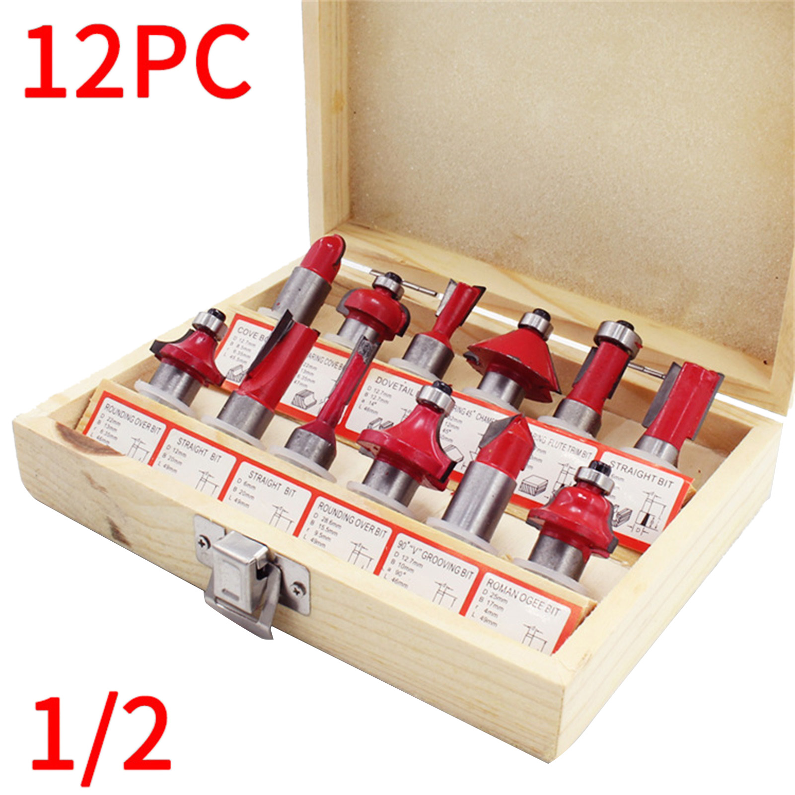 Fräserset Für Holzbearbeitung, Fräskopf, Fräser Für Elektrische Fräs- Und Graviermaschinen, Schlichtfräser, 12-/15-teiliges Werkzeug, 1/2-zoll-schaft, 12 Stück