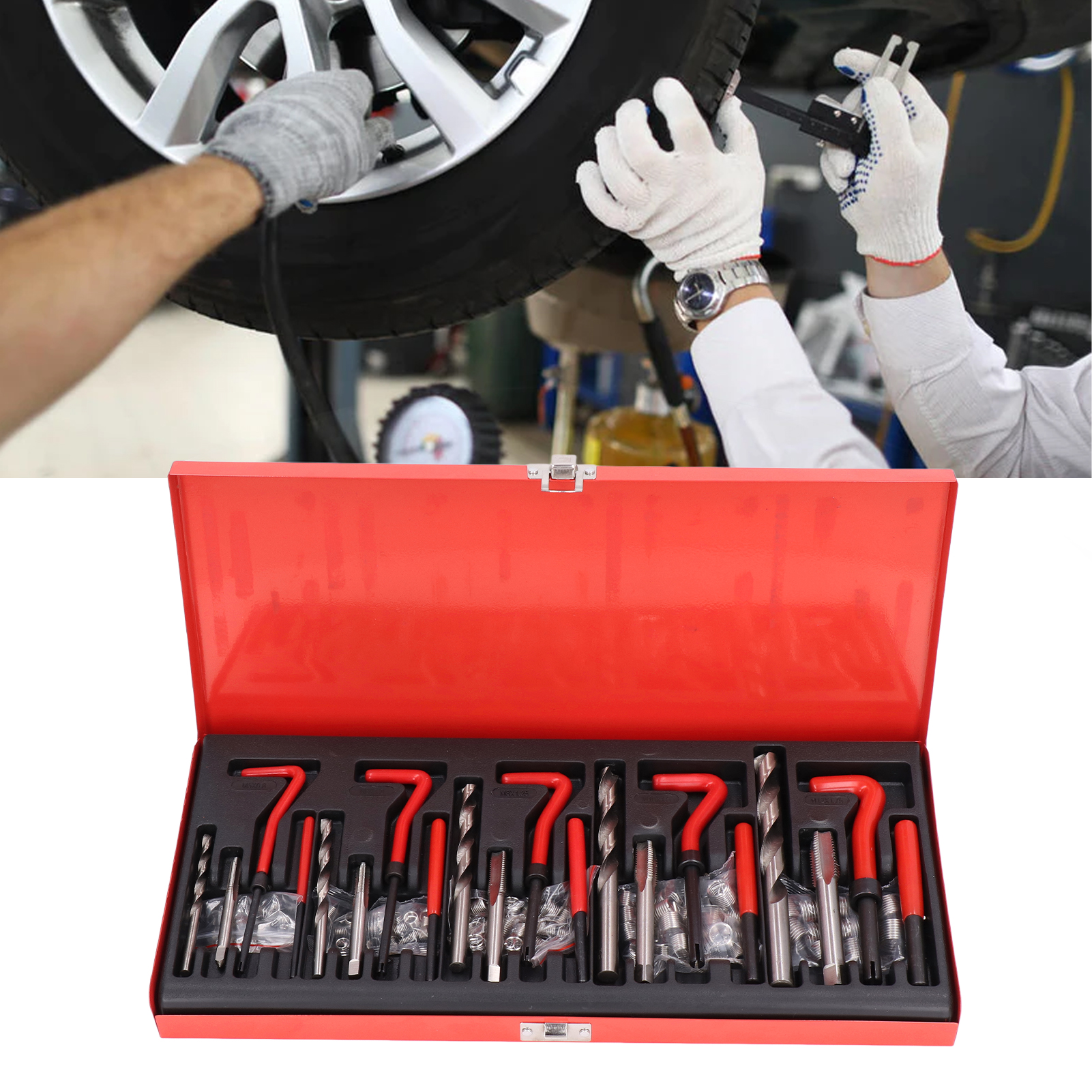131-teiliges Metrisches Gewindereparaturset, Hss-bohrer, Gewindebohrer, Gewindeeinsätze, Montagewerkzeuge Und Ausbrechwerkzeugset Zur Reparatur Von M5-, M6-, M8-, M10- Und M12-innengewinden.