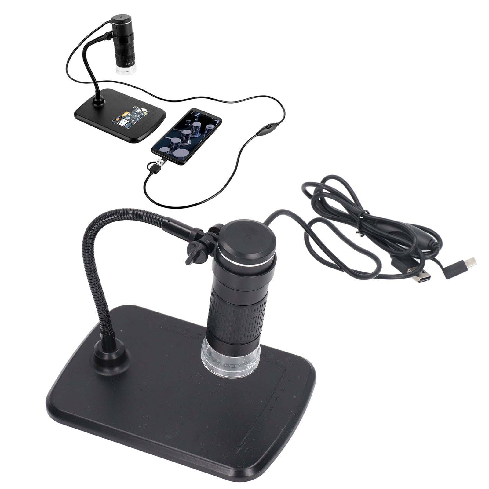 3-in-1-digitalmikroskop Mit 50x-1000x-schnittstelle, Usb-hd-inspektionskamera Und Flexiblem Stativ, Kompatibel Mit Mobiltelefonen Und Pcs.