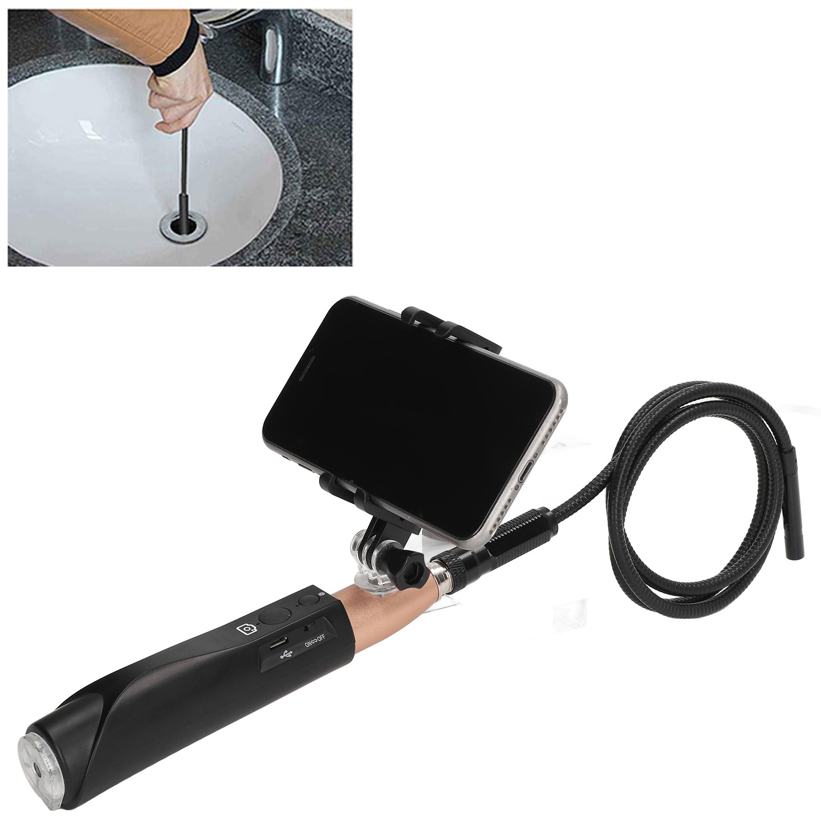 Tragbares Industrieendoskop Mit Drahtlosem Wlan, Griff Und 8-mm-beweglicher Sonde Für Reparatur Und Inspektion