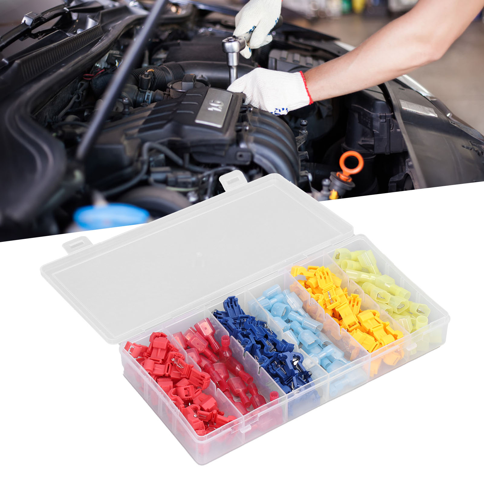 Packung Mit 120 T-tap-drahtverbindern, Schnellanschluss-crimpklemmen, Mit Vollständig Isoliertem, Gabelförmigem Nylon-steckerset.