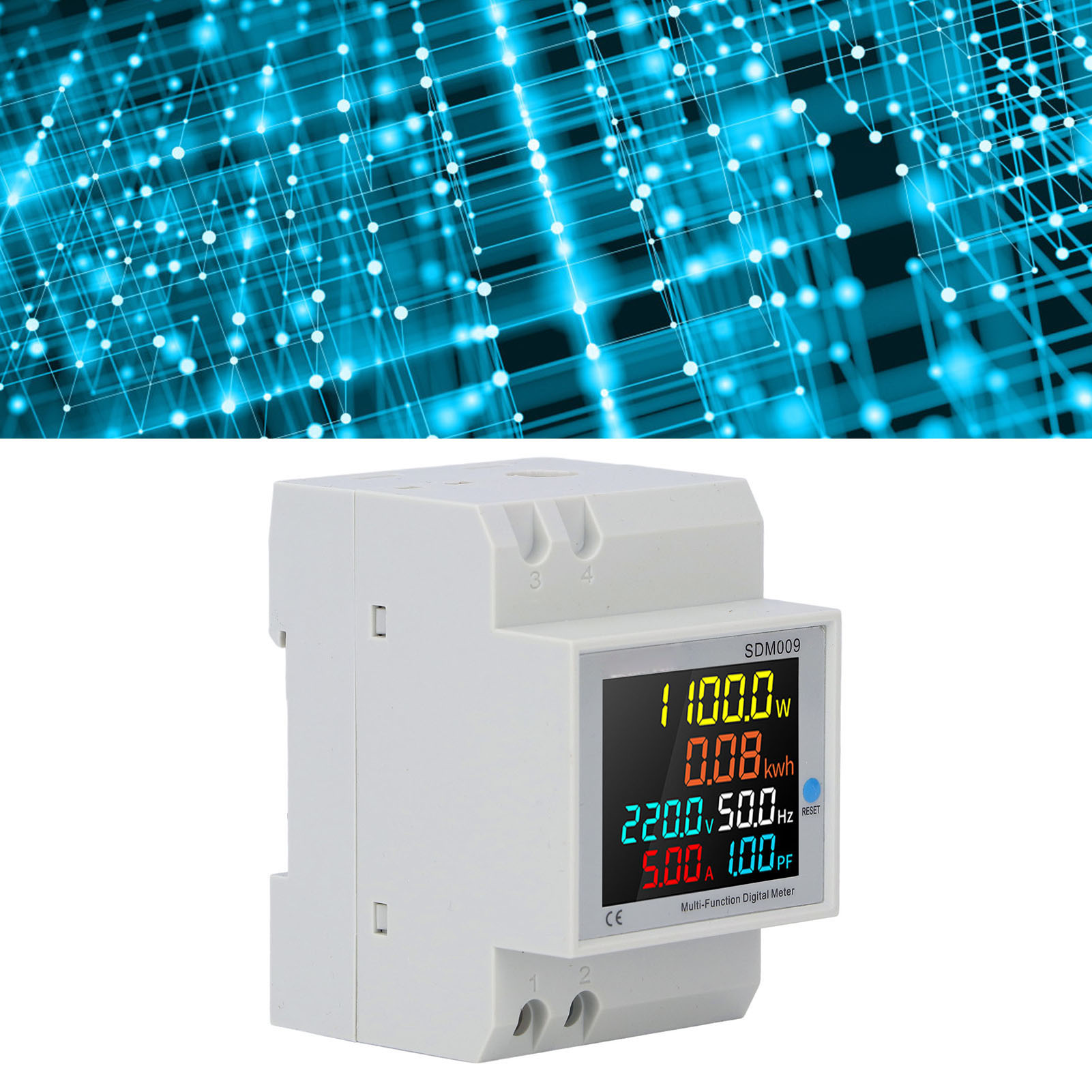 Sdm009 Einphasiges Digitales Haushaltsmessgerät Für Bahnanwendungen: Spannung, Strom, Frequenz, Leistungsfaktor Und Elektrizität (ac250-450 V, Integrierter Stromwandler)
